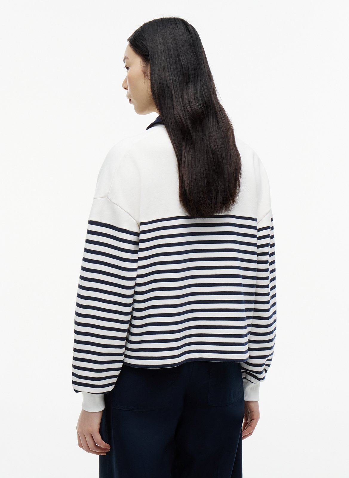 Polo collar striped sweatshirt TOMMY HILFIGER White