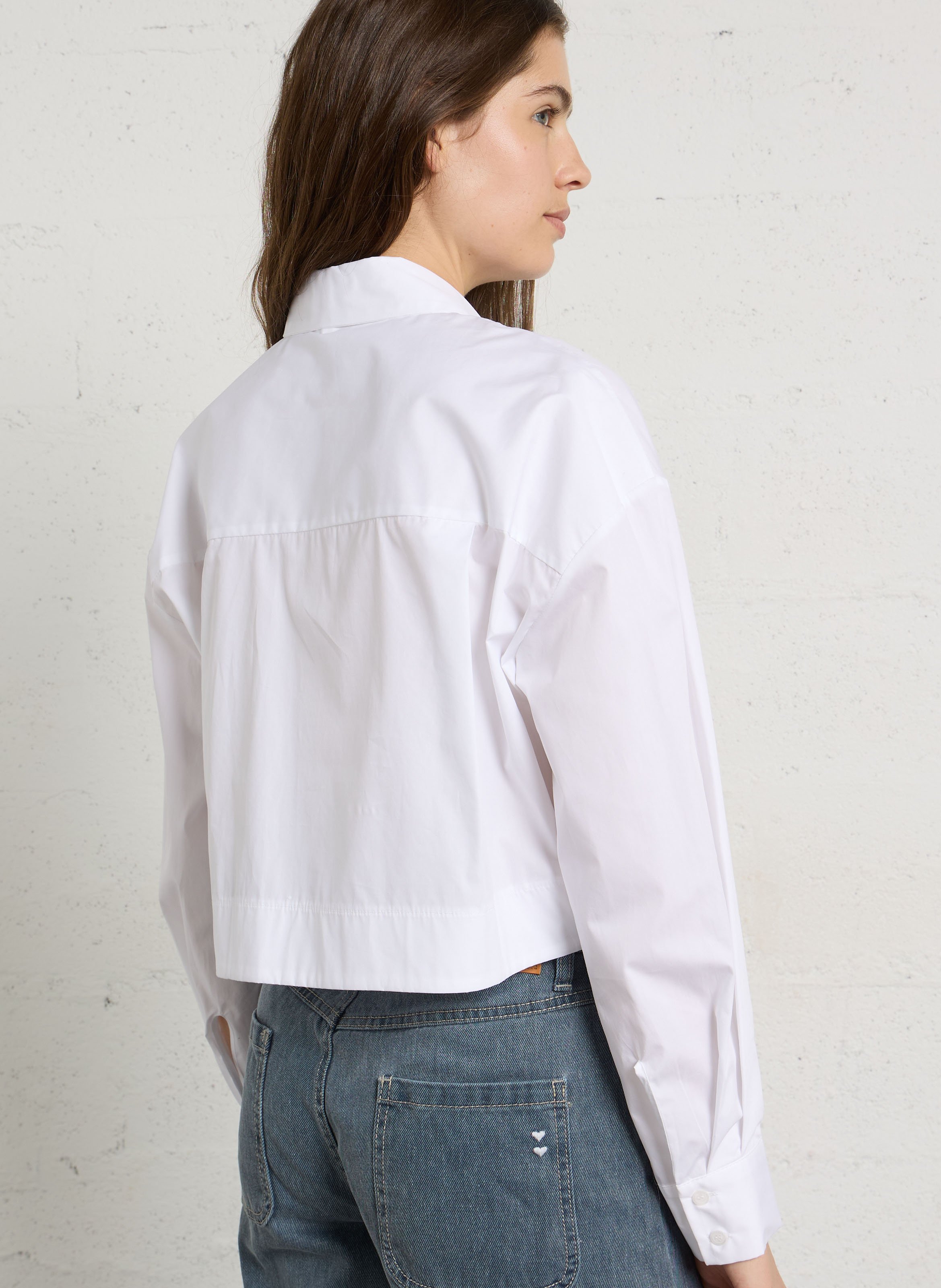 Chemise cropped à broches en coton | Blanc IMPERIAL Femme