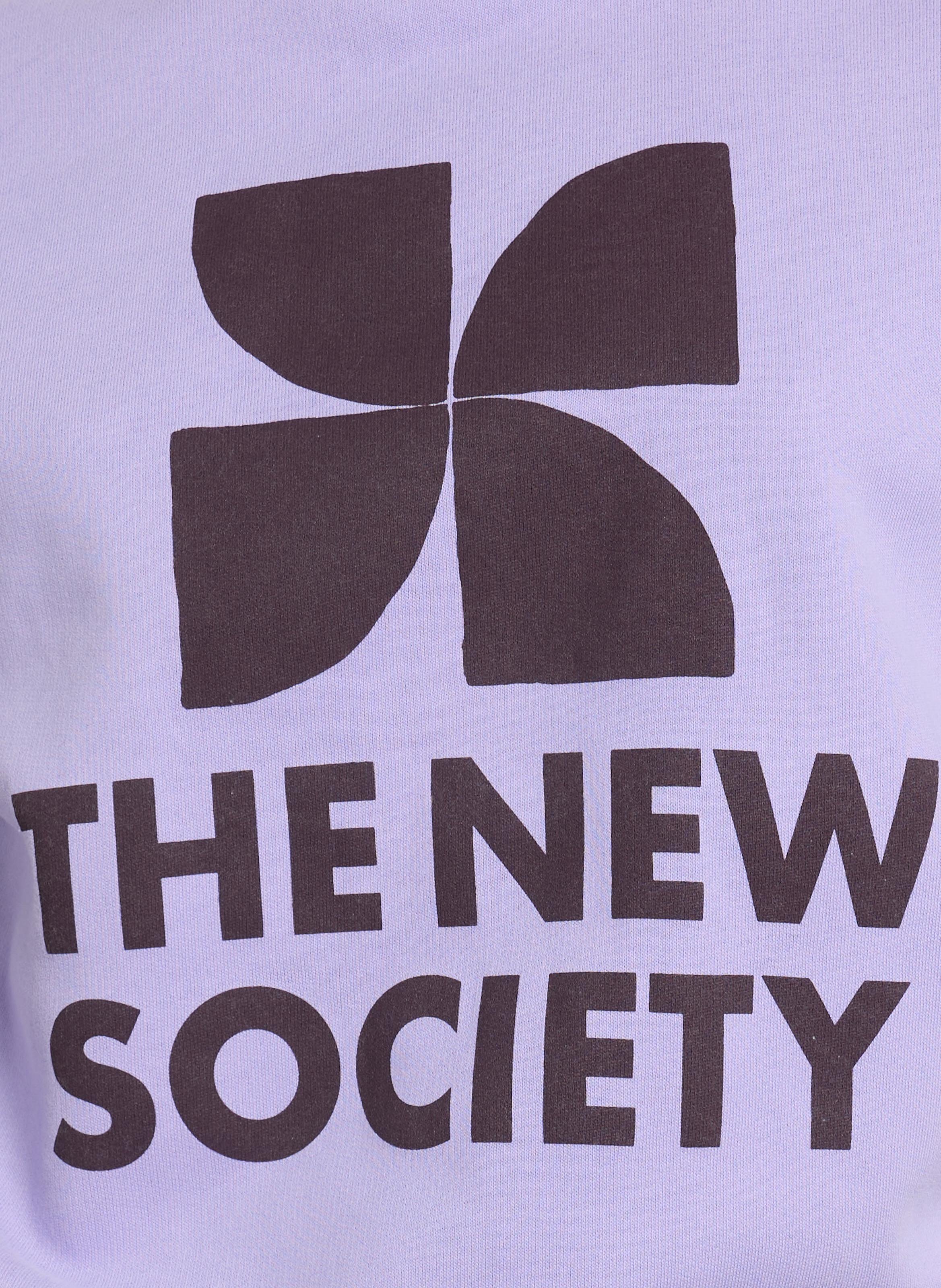 Sweat ample col rond sérigraphié en coton THE NEW SOCIETY Violet