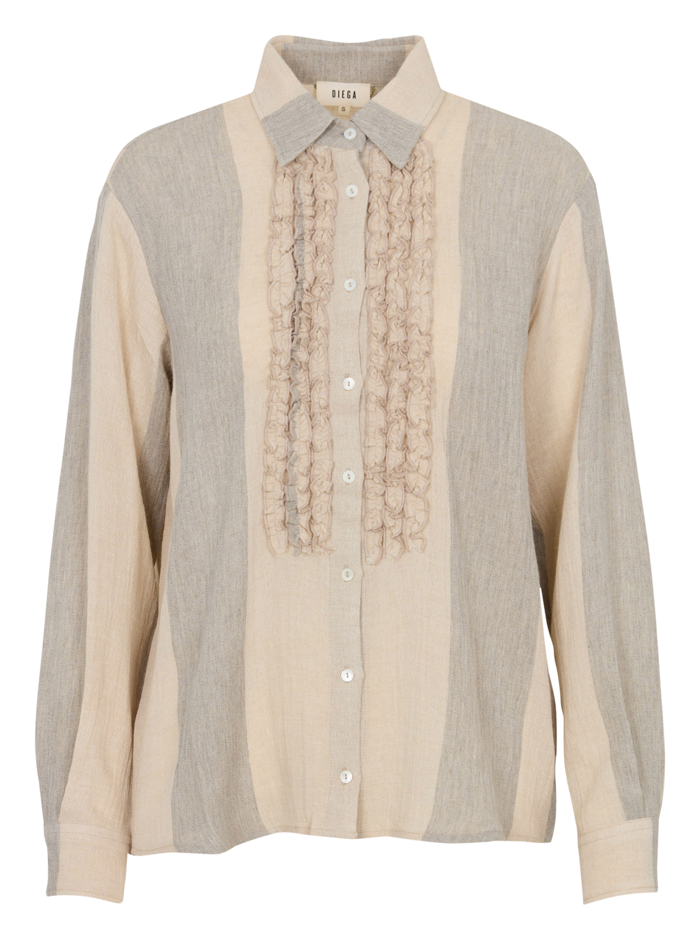 Gestreifte geraffte Bluse DIEGA Beige