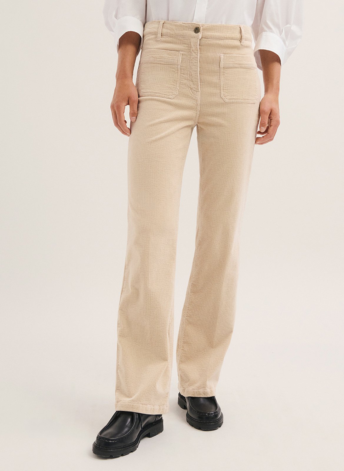 Straight velvet trousers in blended cotton PABLO Beige