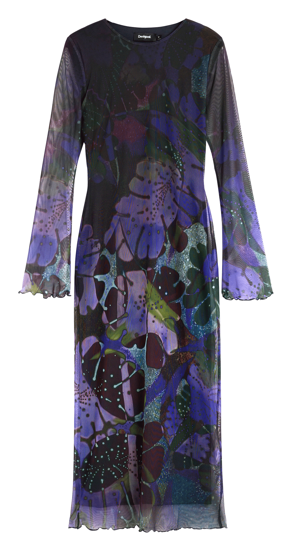 Robe longue droite en mesh à motif DESIGUAL Bleu