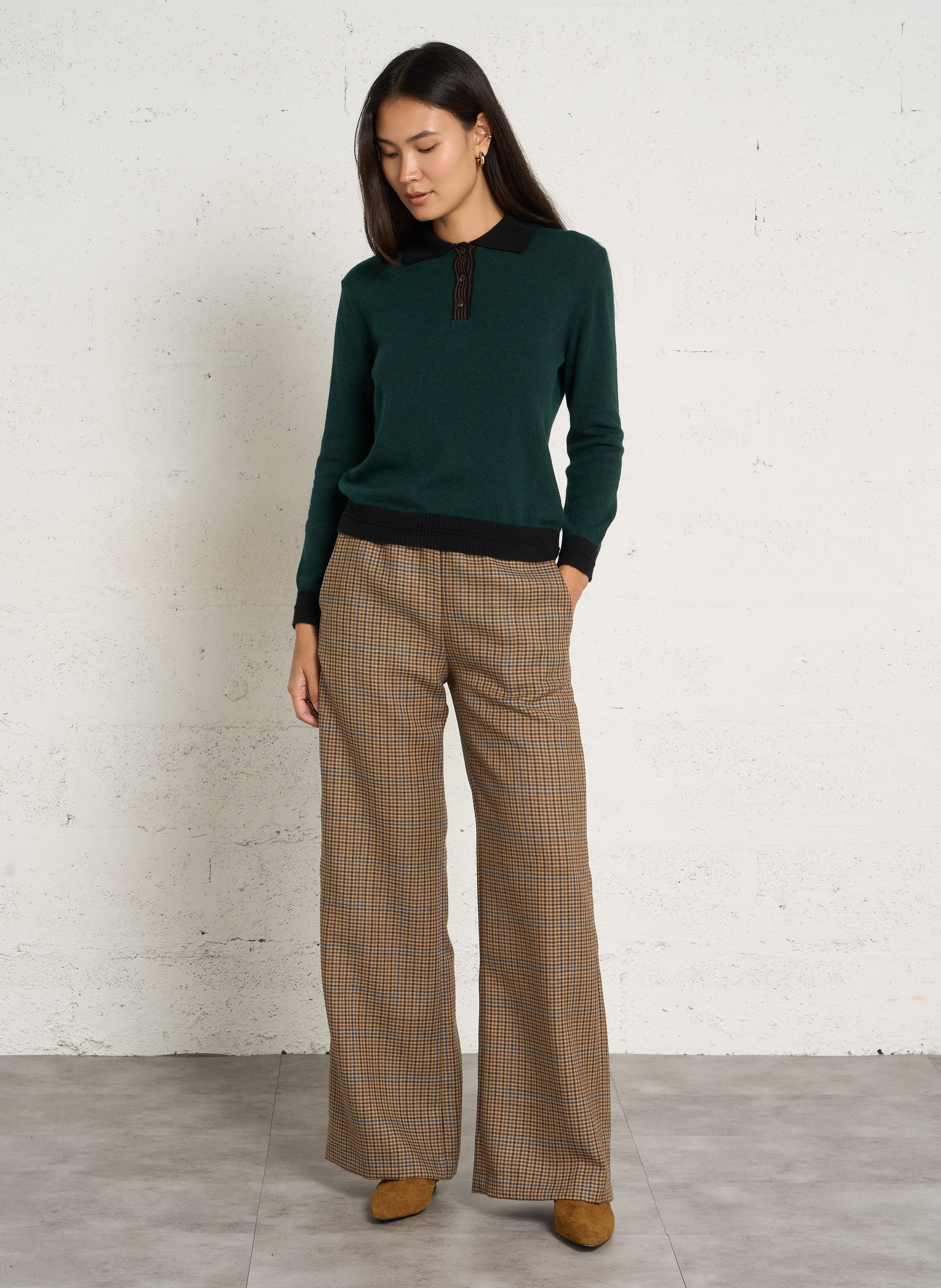 Wollmix-Pullover mit Polokragen DIEGA Grun