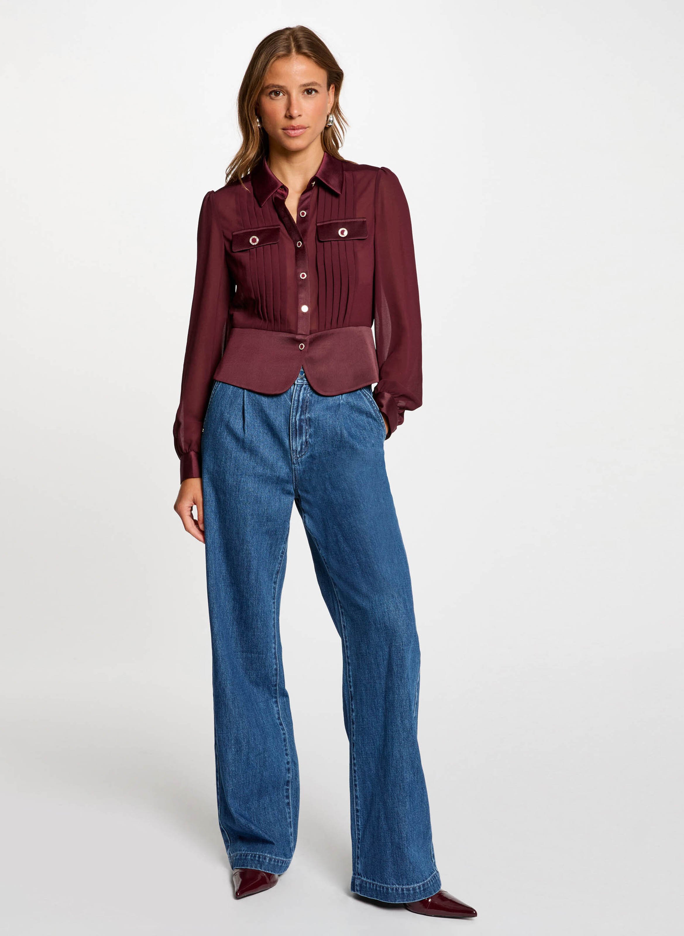 Blouse col chemise MORGAN Prune