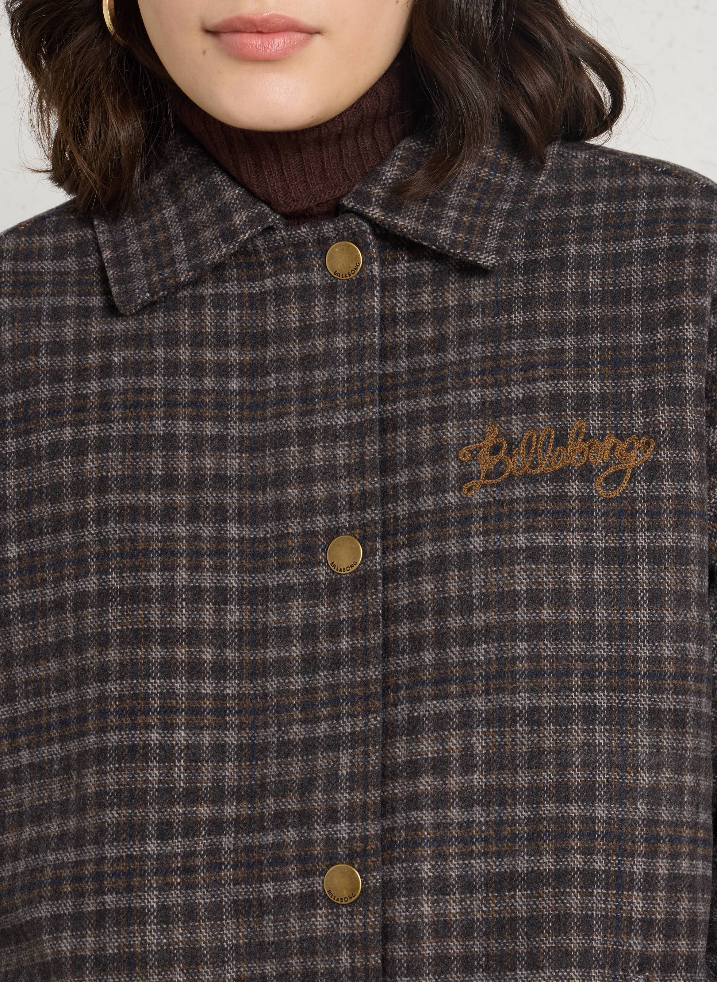 Veste ample col classique à carreaux BILLABONG Noir