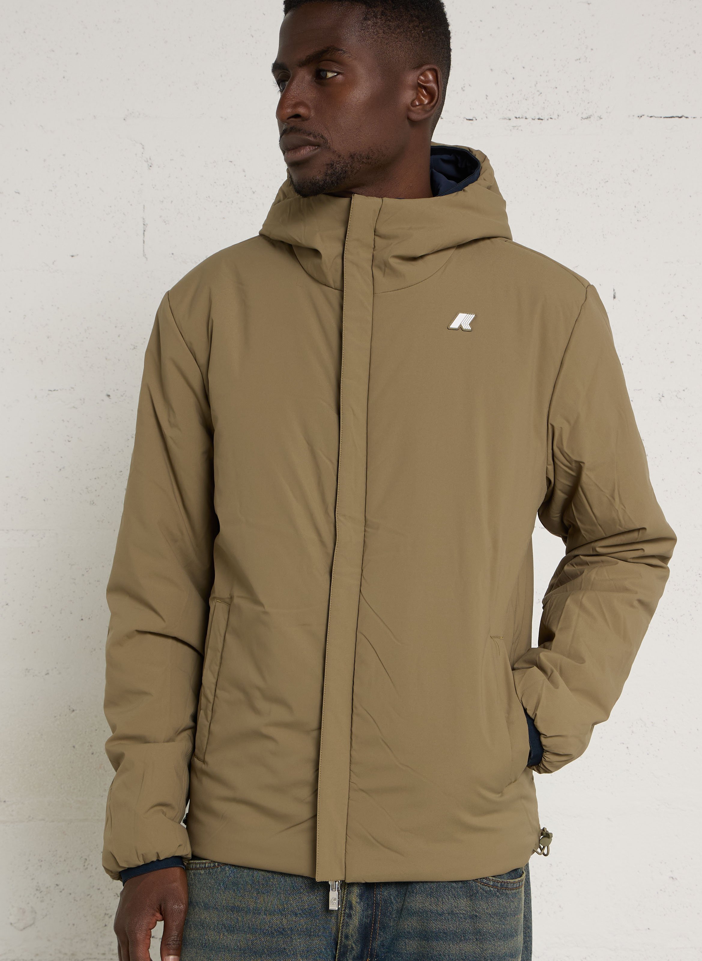Straight windbreaker with high collar K-WAY Blue