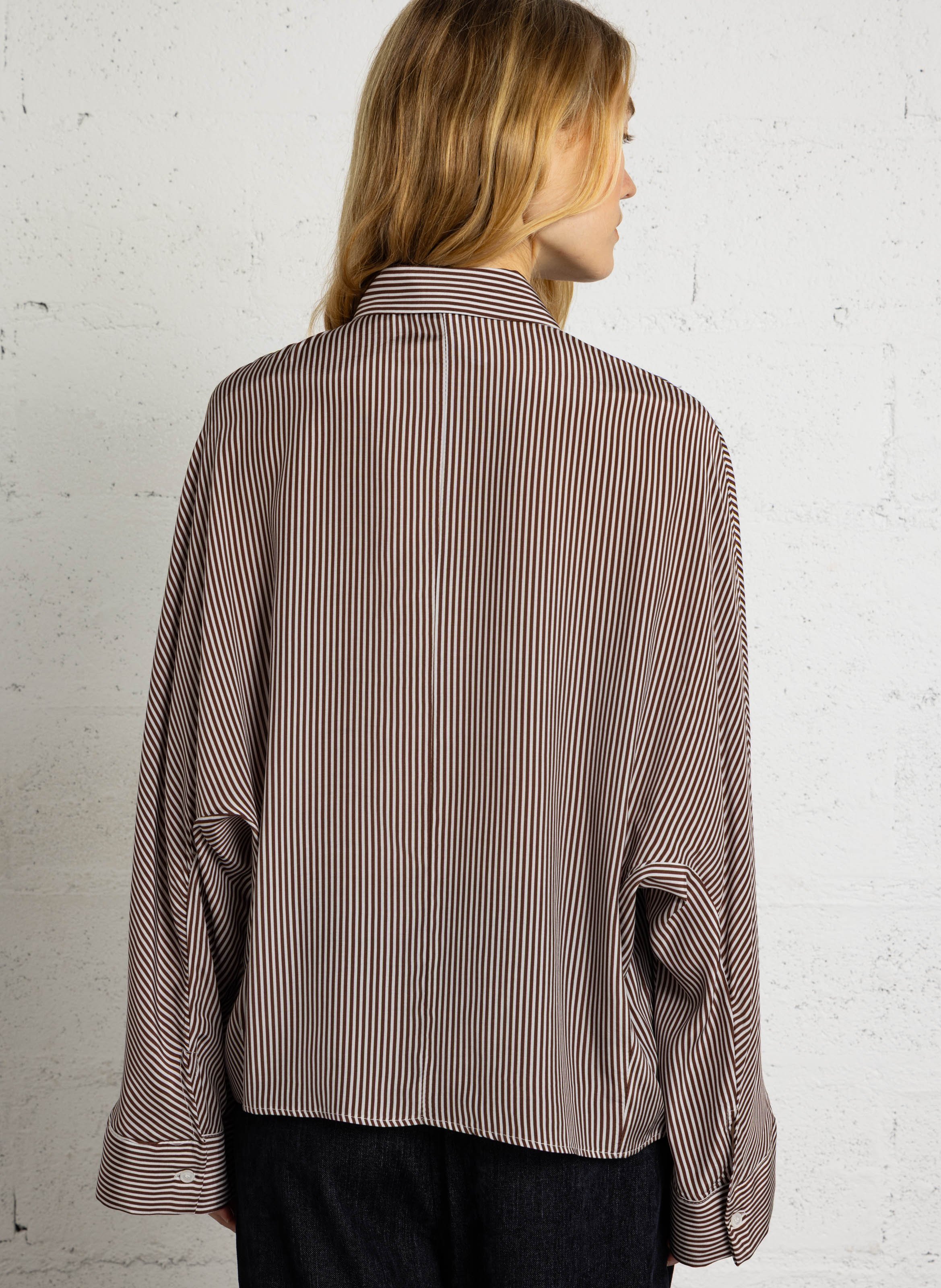 Wijde, gestreepte blouse met klassieke kraag IMPERIAL Wit