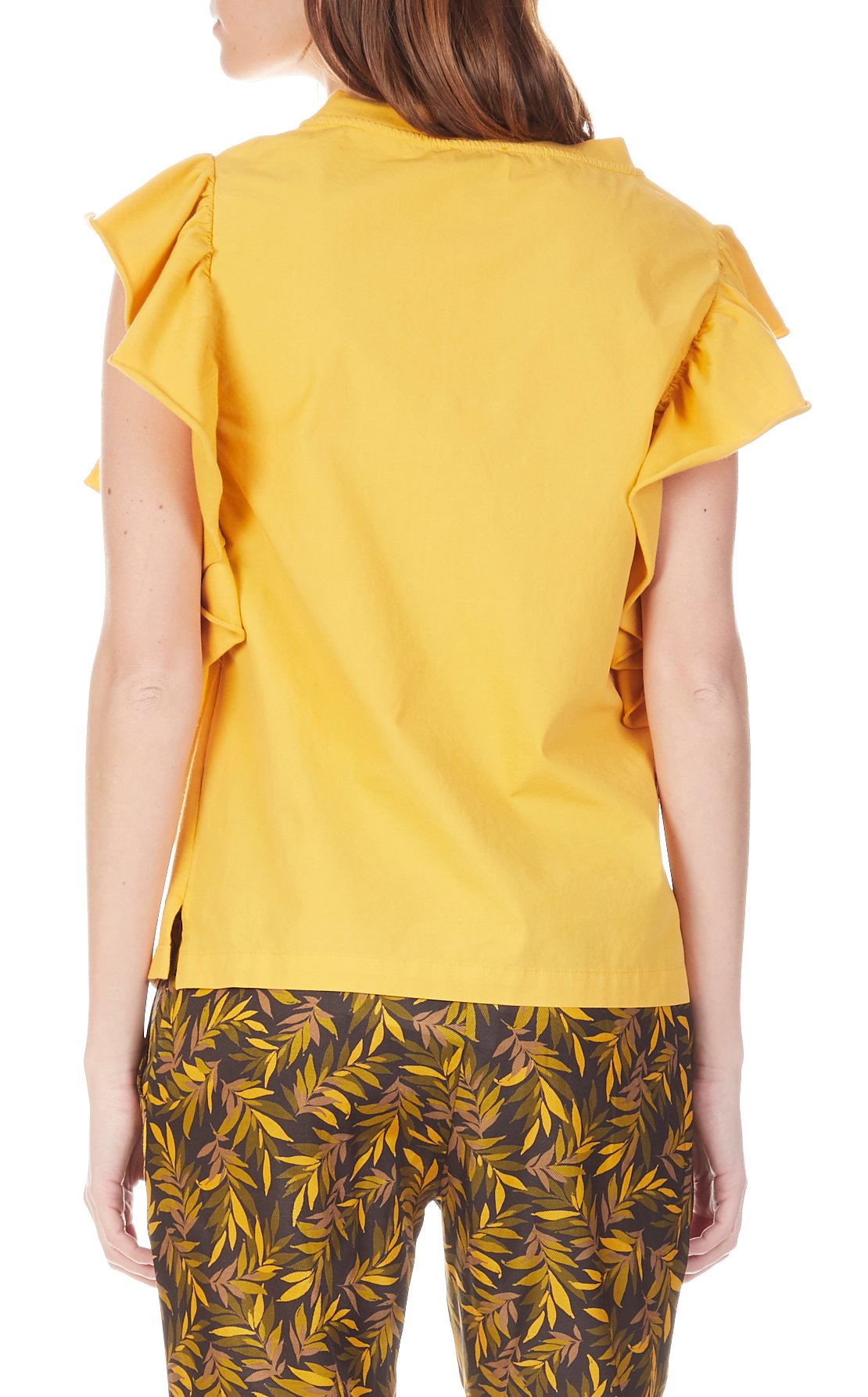 Tee-shirt col rond sans manches à volants ATTIC AND BARN Jaune