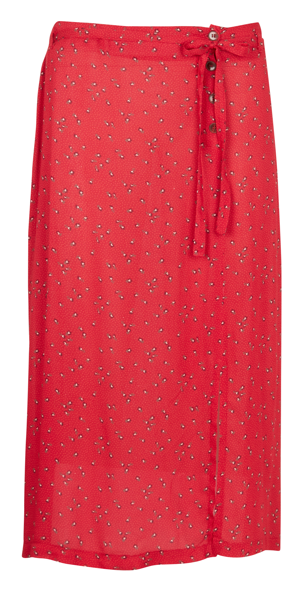 Jupe midi droite fleurie EMILE ET IDA Rouge