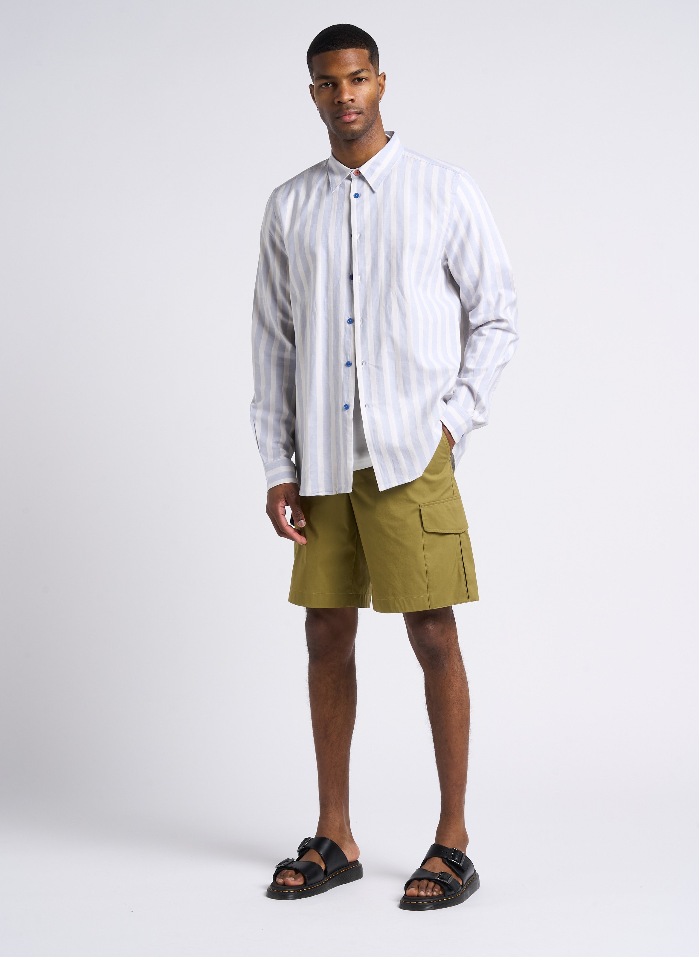 Straight striped cotton shirt with classic collar PAUL SMITH Blue