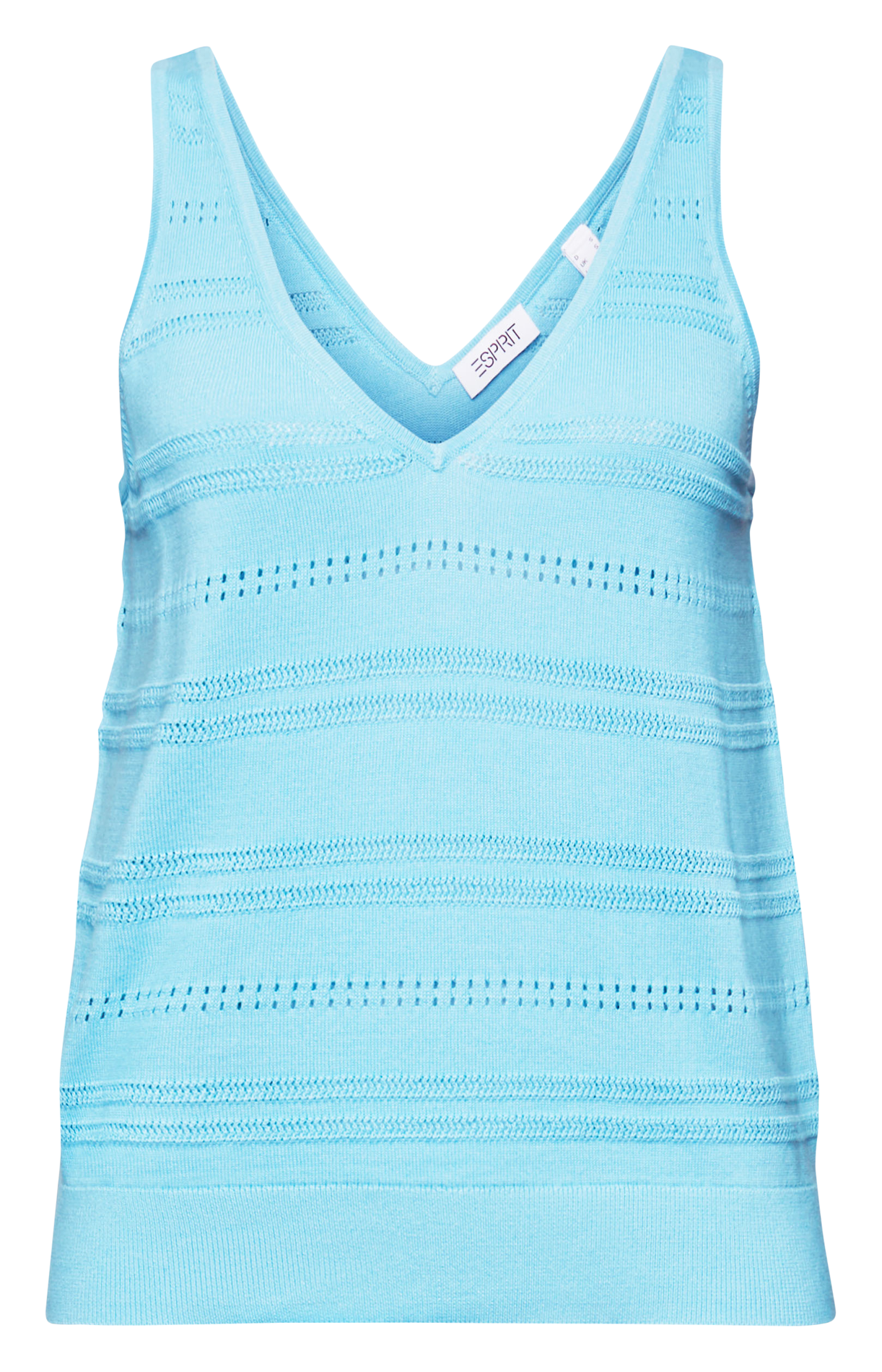 Ärmelloses, gerades Oberteil aus bestickter und durchbrochener Baumwolle. ESPRIT Blau