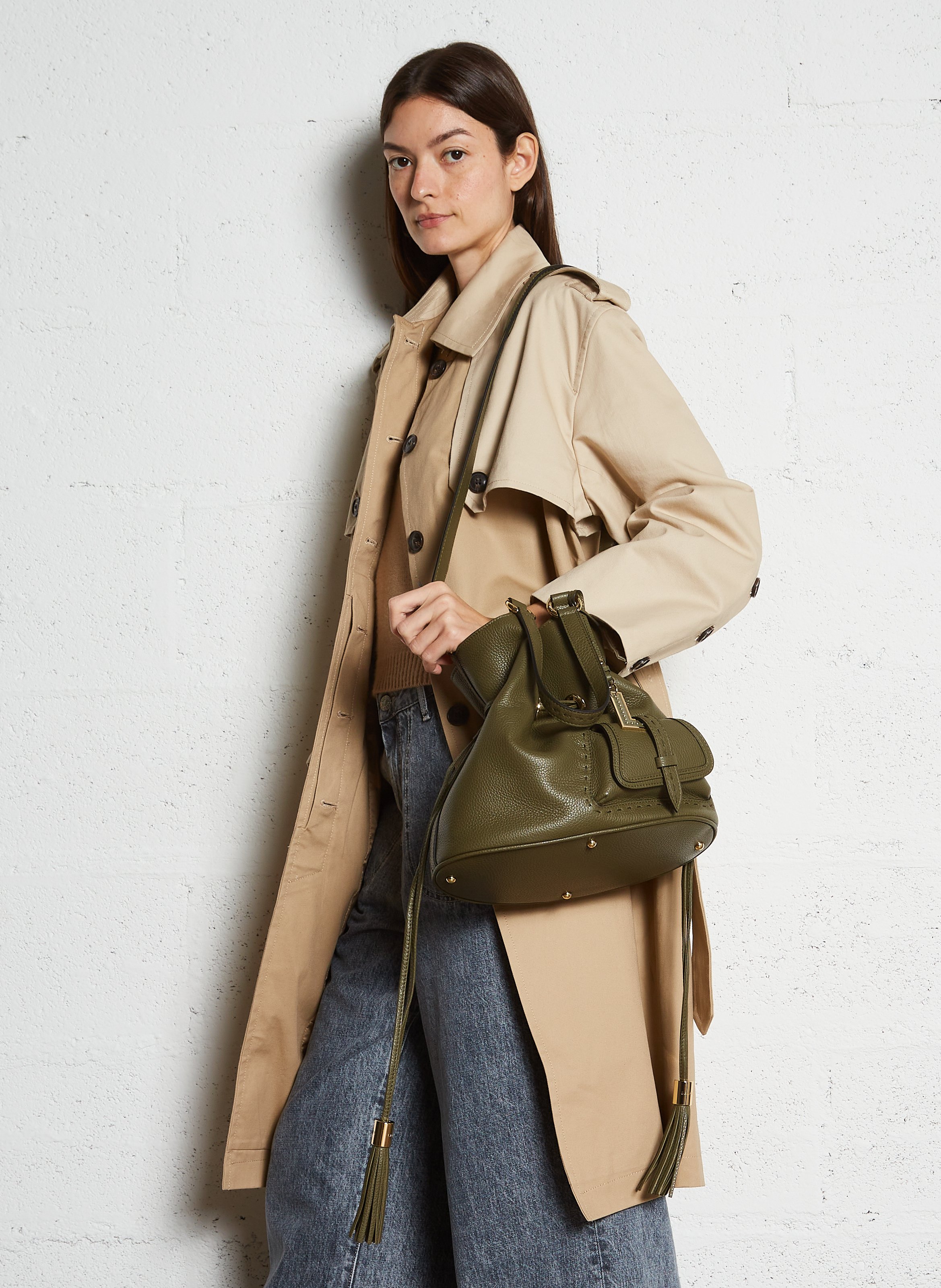 Beuteltasche aus genarbtem Leder | Khaki LANCEL Damen