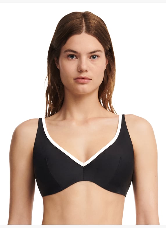 Haut de maillot de bain plongeant Noir