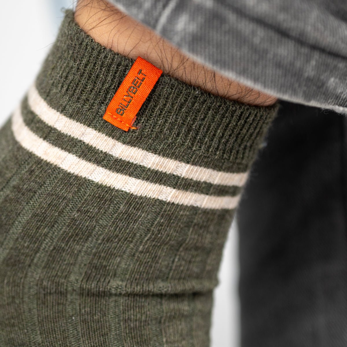 Mid-high combed cotton socks BILLYBELT Khaki