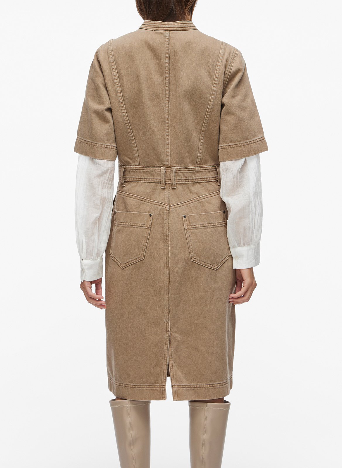 Taillierte Baumwollbluse mit Mao-Kragen ROUGE EDIT Grau