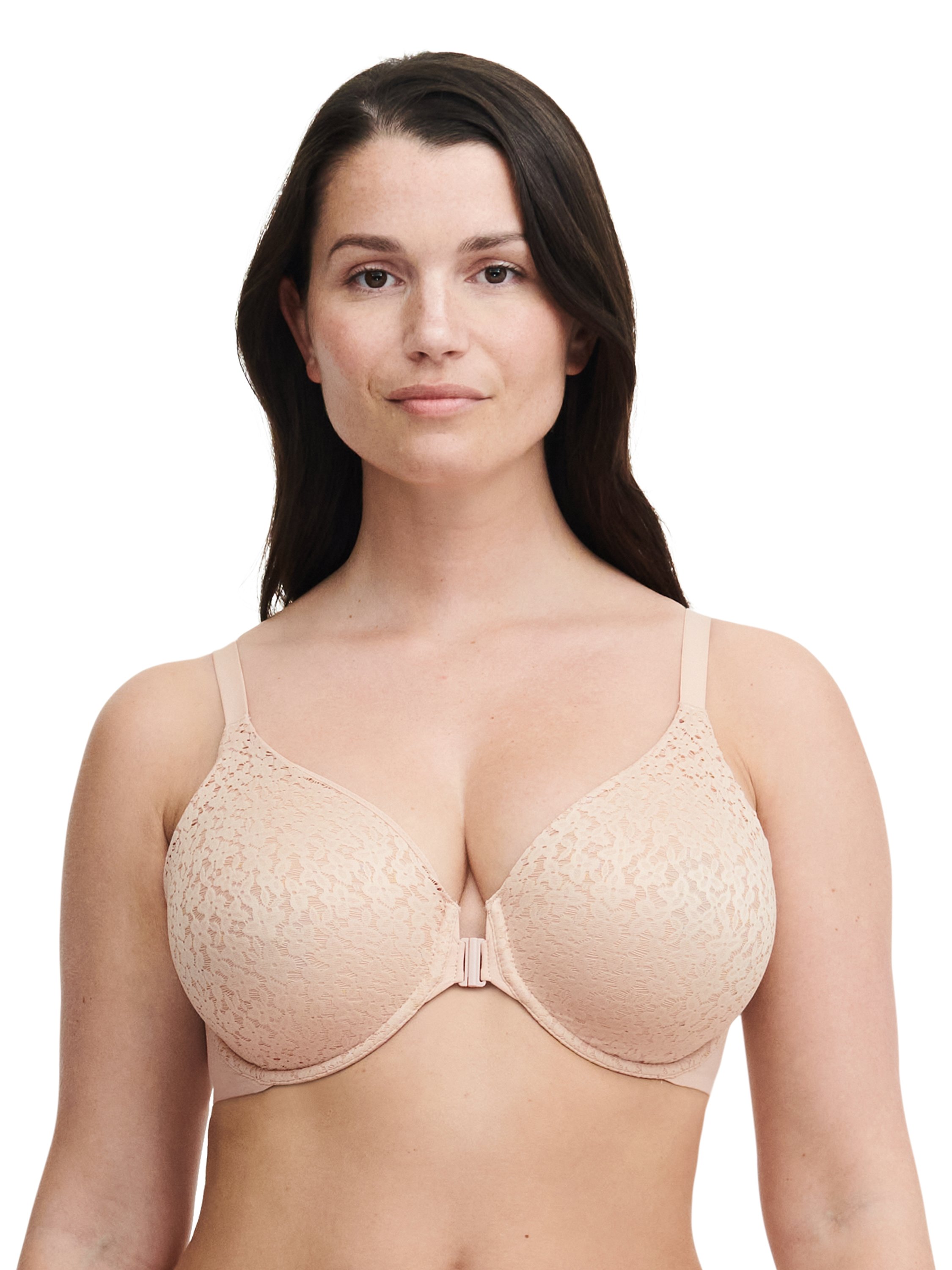 Molded full coverage front closure lace bra CHANTELLE Beige