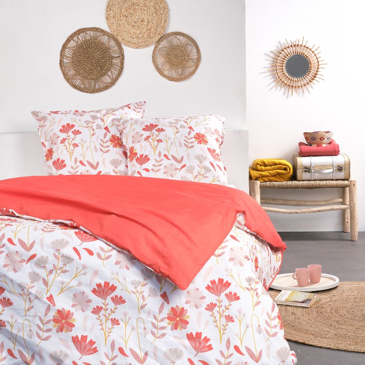 Printed cotton bed set TODAY LINGE DE MAISON Orange