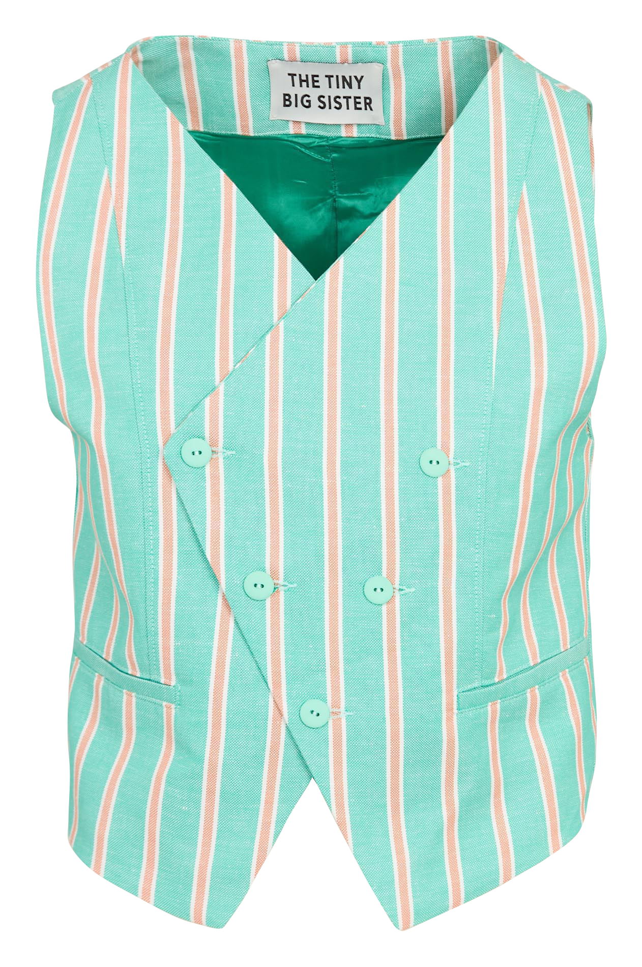 V-neck blended cotton suit vest THE TINY BIG SISTER Green