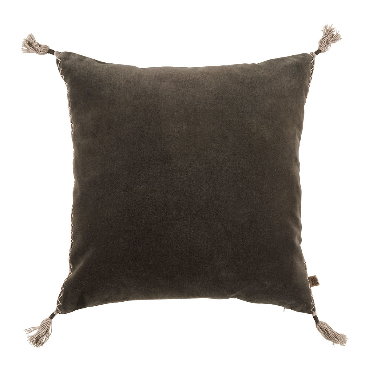Mattéo cushion cover in cotton and linen velvet BLANC D'IVOIRE Grey