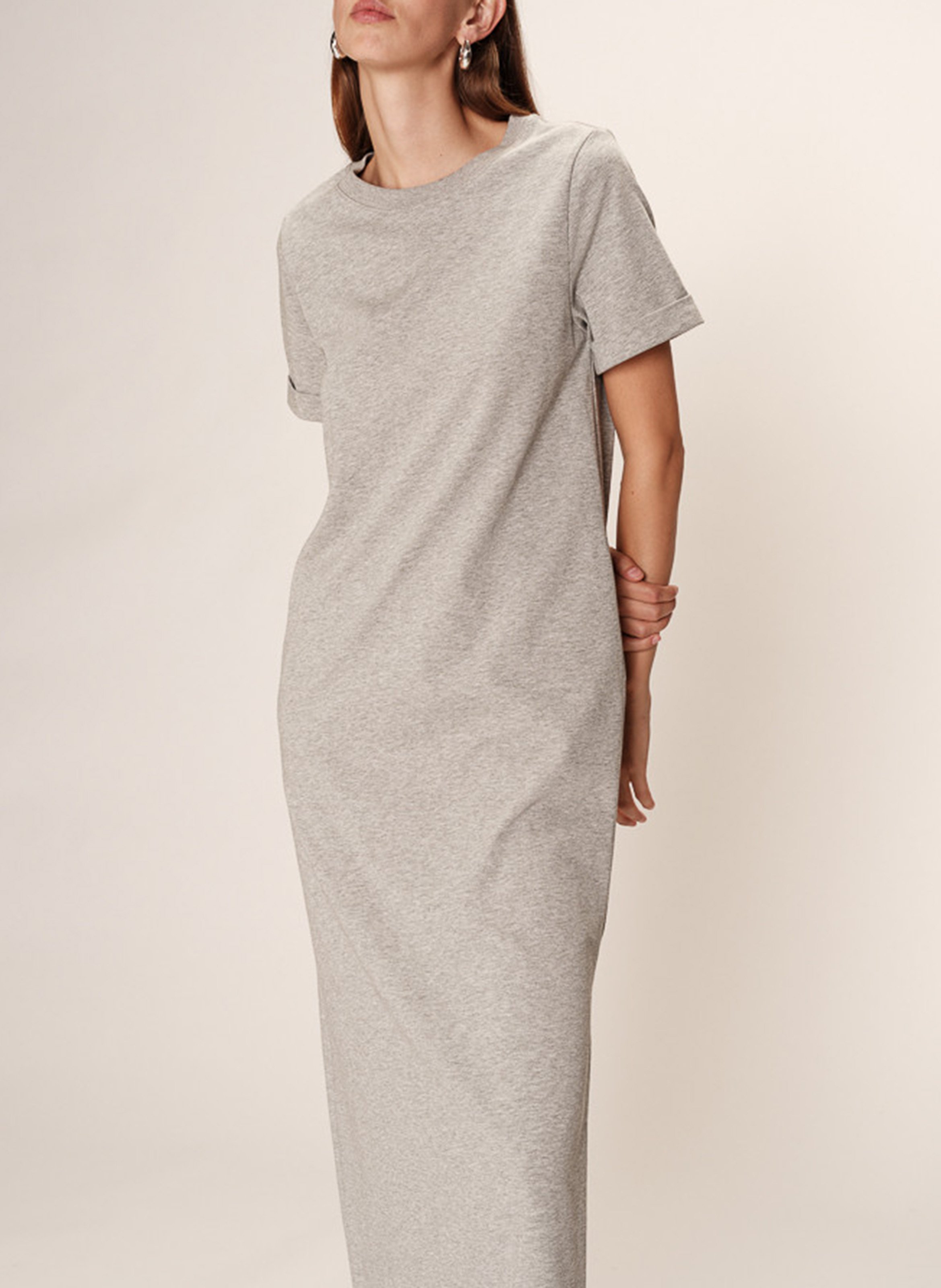 Long cotton dress with round neck GRACE ET MILA Silver
