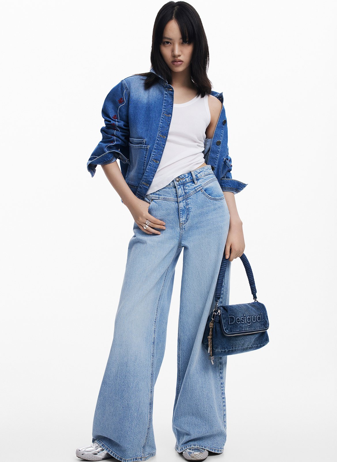 Borsa a tracolla in cotone DESIGUAL Blu