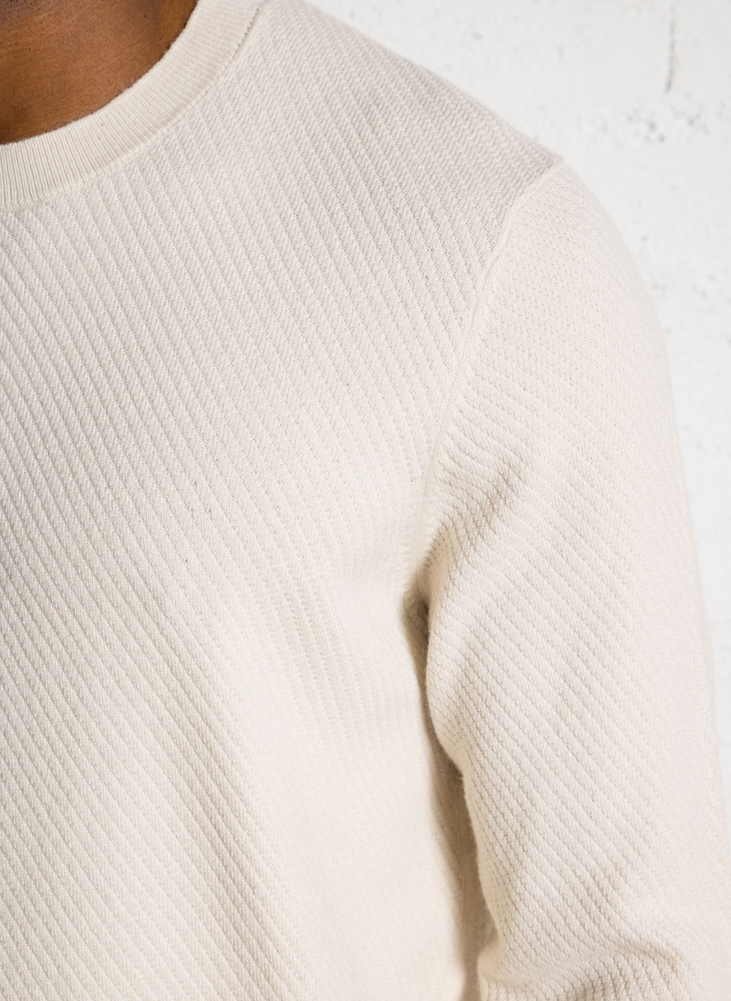 Gerader Rundhalsausschnitt-Pullover mit Reliefstrick IKKS Weiss