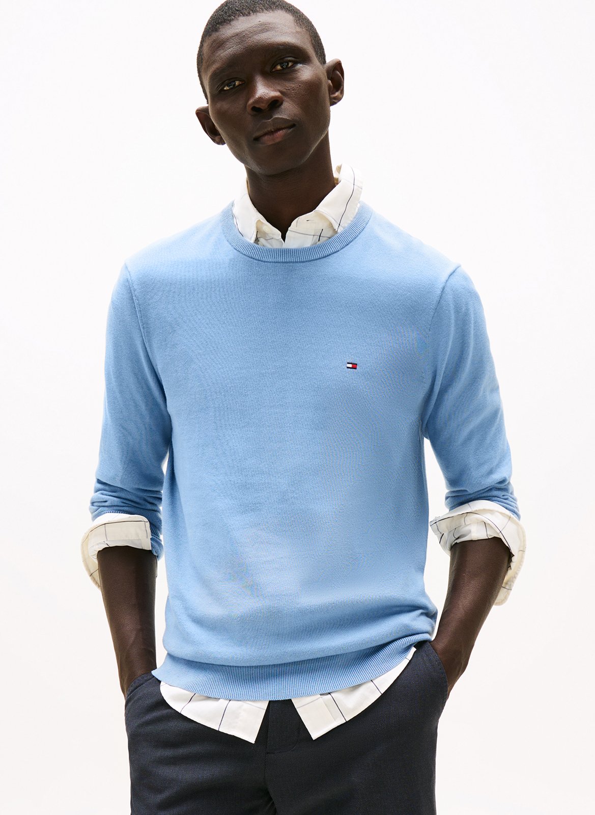 Colour block cotton sweater TOMMY HILFIGER Blue