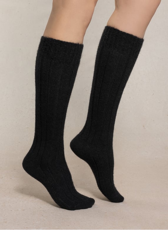 Chaussettes hautes côtelées Noir Bleuforet Femme Place des