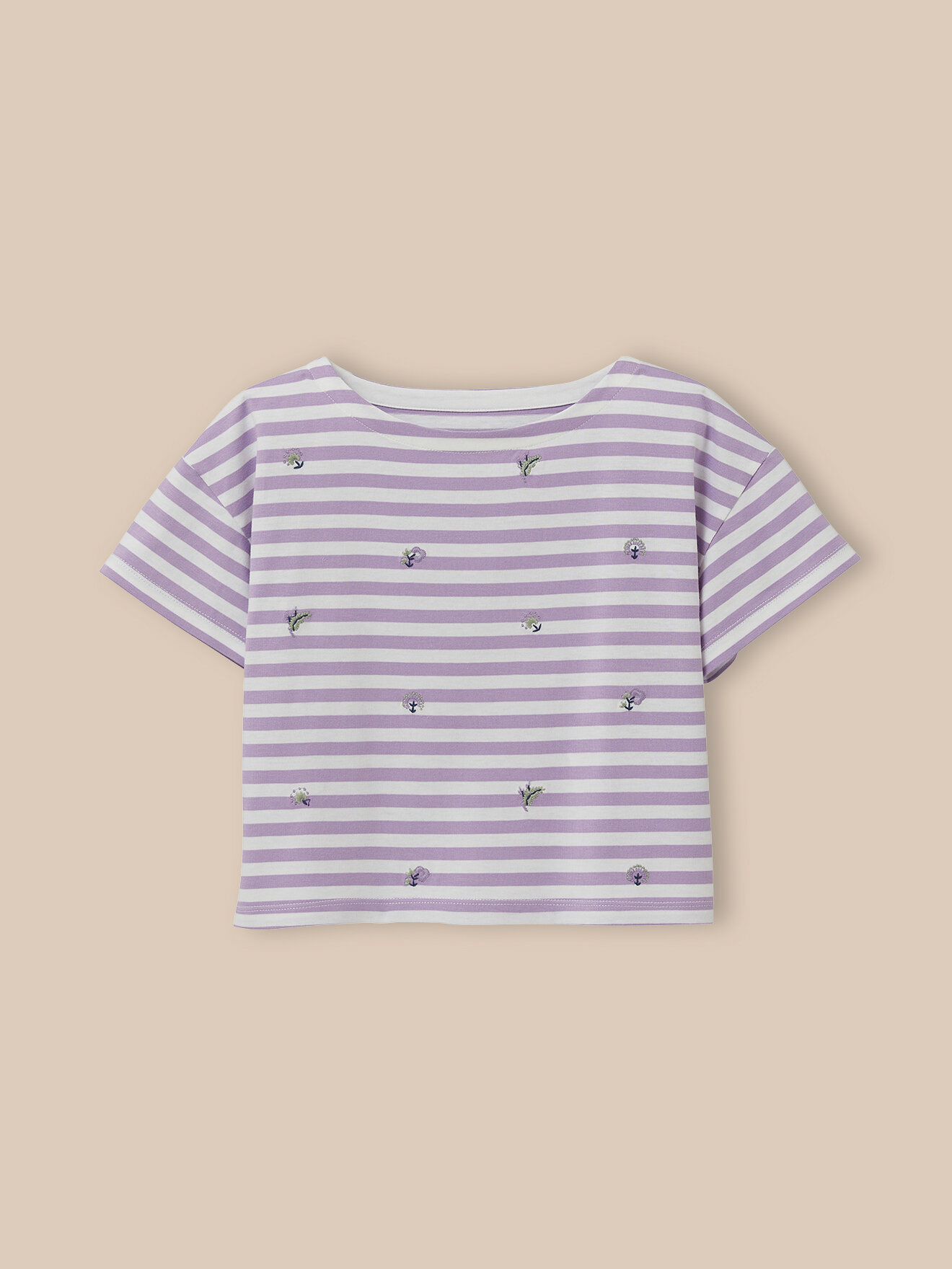 Embroidered organic cotton T-shirt CYRILLUS Purple