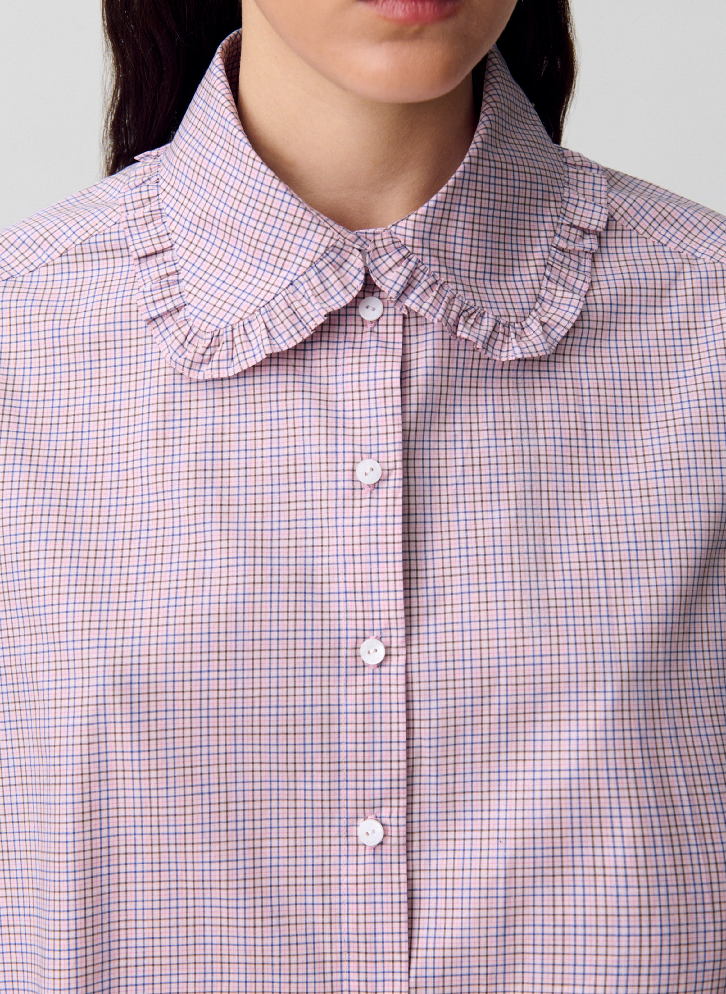 Chemise col classique manches contrastantes en coton CLAUDIE PIERLOT Multicolored