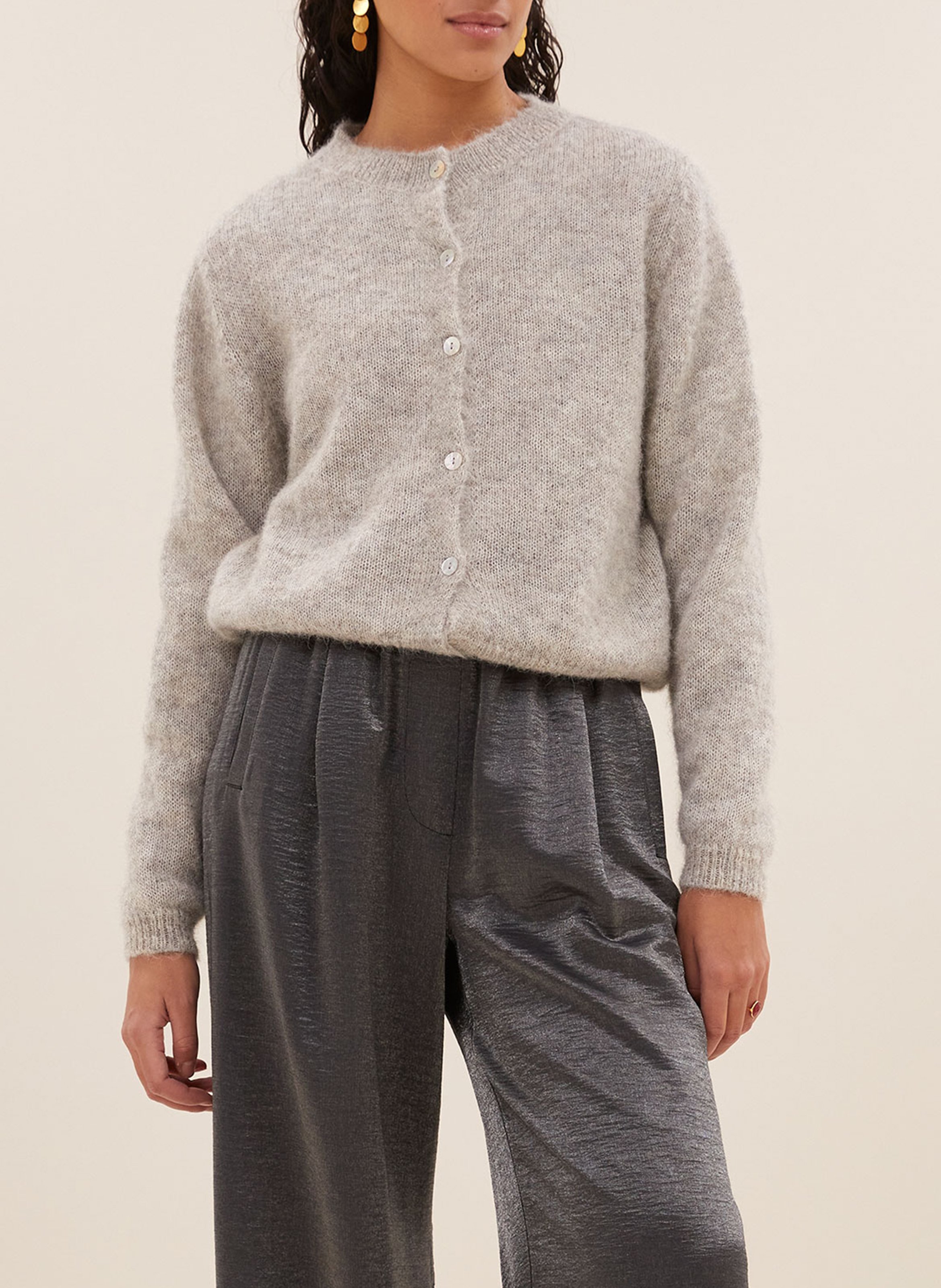 Gebreide cardigan met knopen van gemengde wol BY BAR