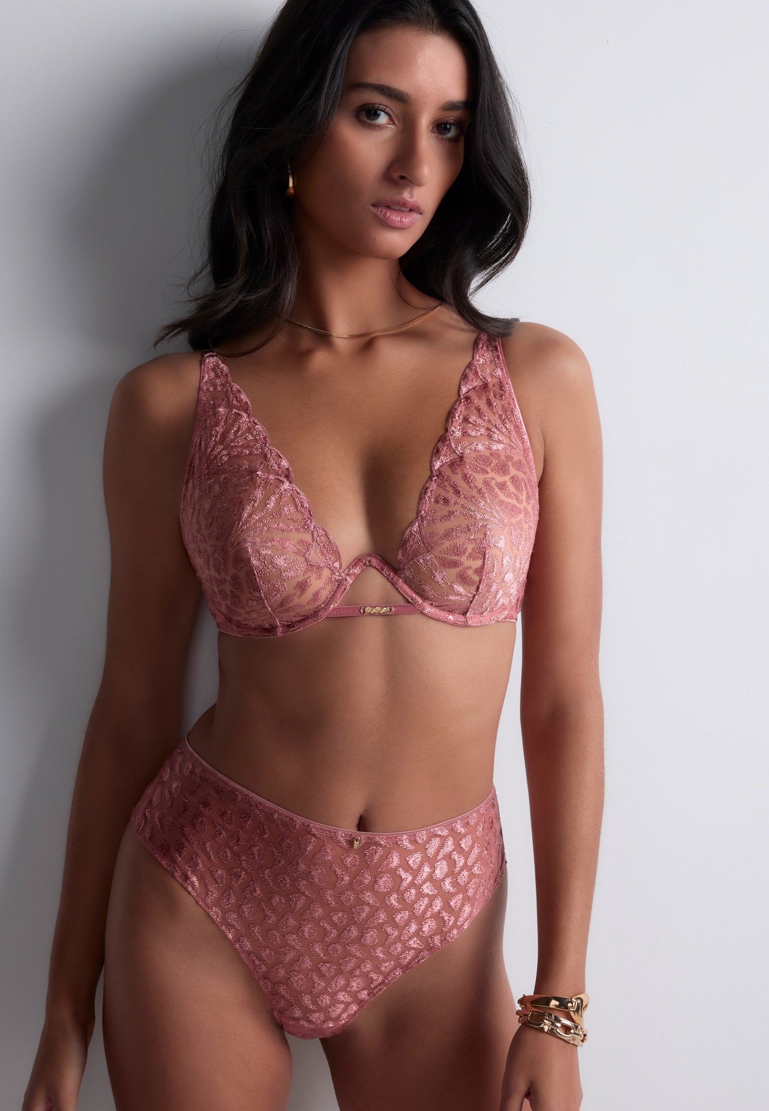 High-waisted lace panties AUBADE Pink
