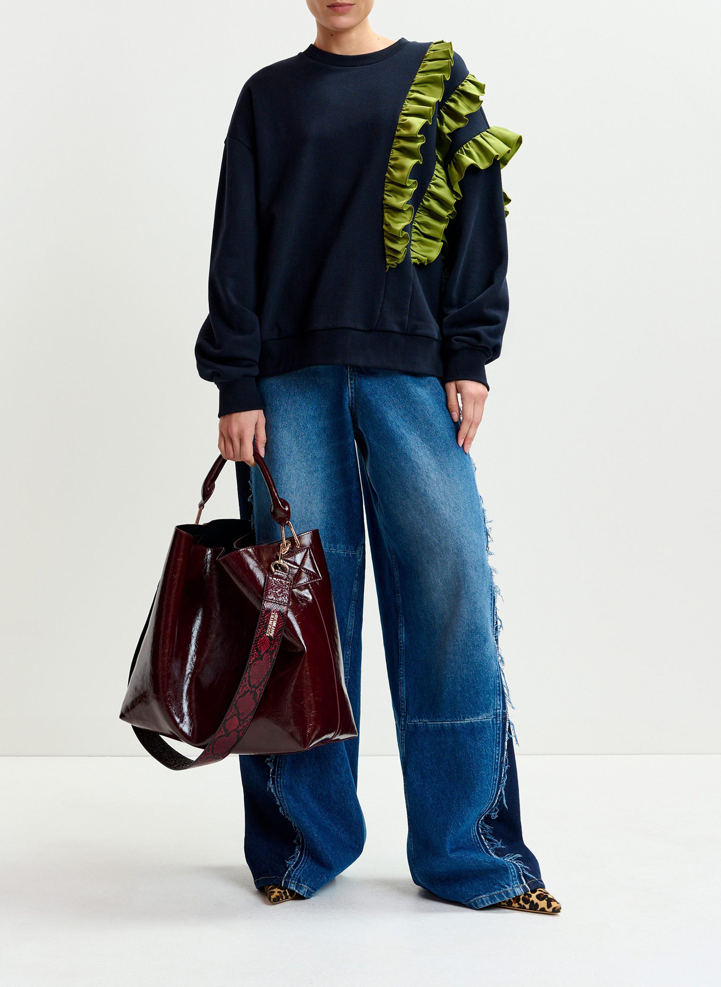 Sweat col rond en coton mélangé ESSENTIEL ANTWERP Bleu