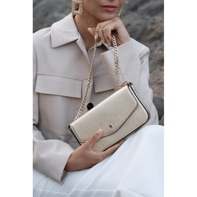 Clutch bag - calfskin POURCHET Golden