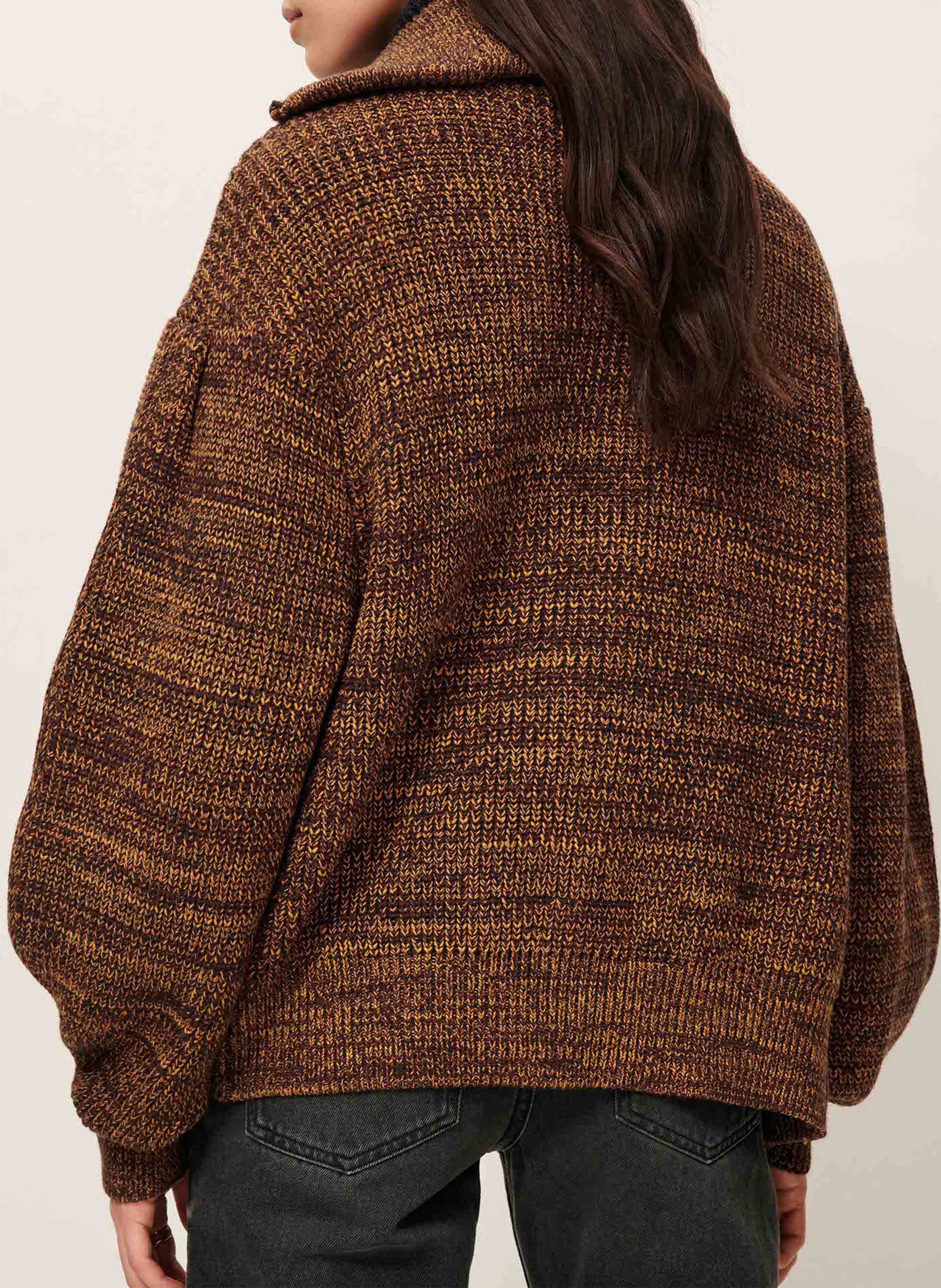 Gilet en maille droit col montant SESSUN Marron