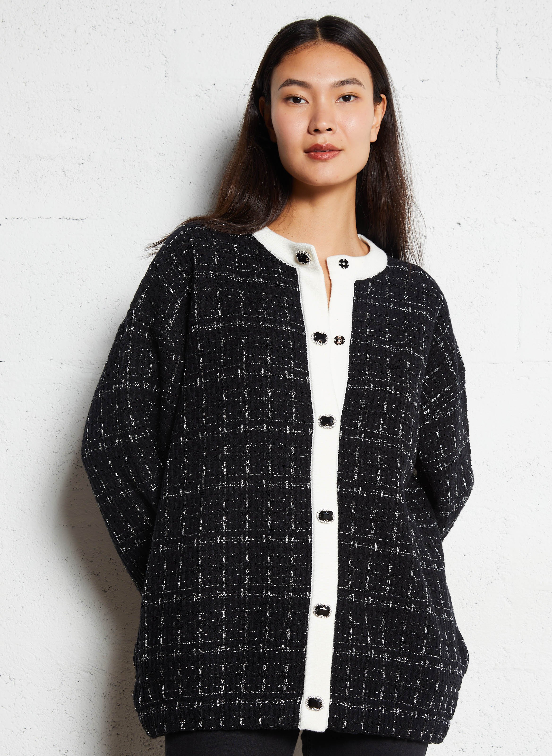 Veste oversize col rond en coton mélangé LIU JO Noir