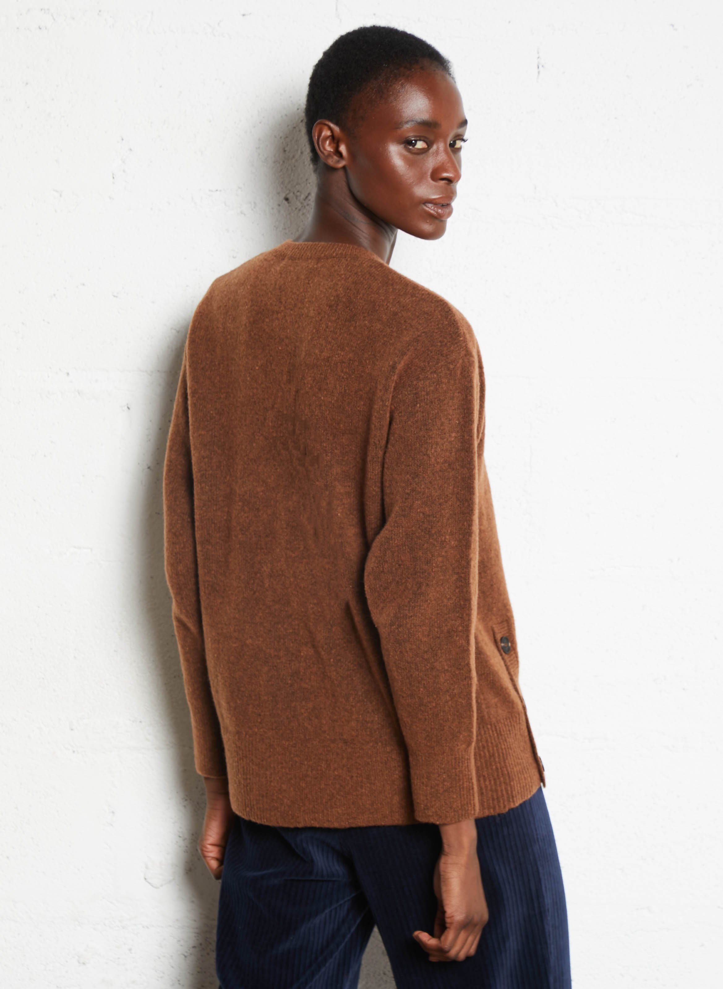 Pull ample boutonné en laine mélangée NICE THINGS Beige