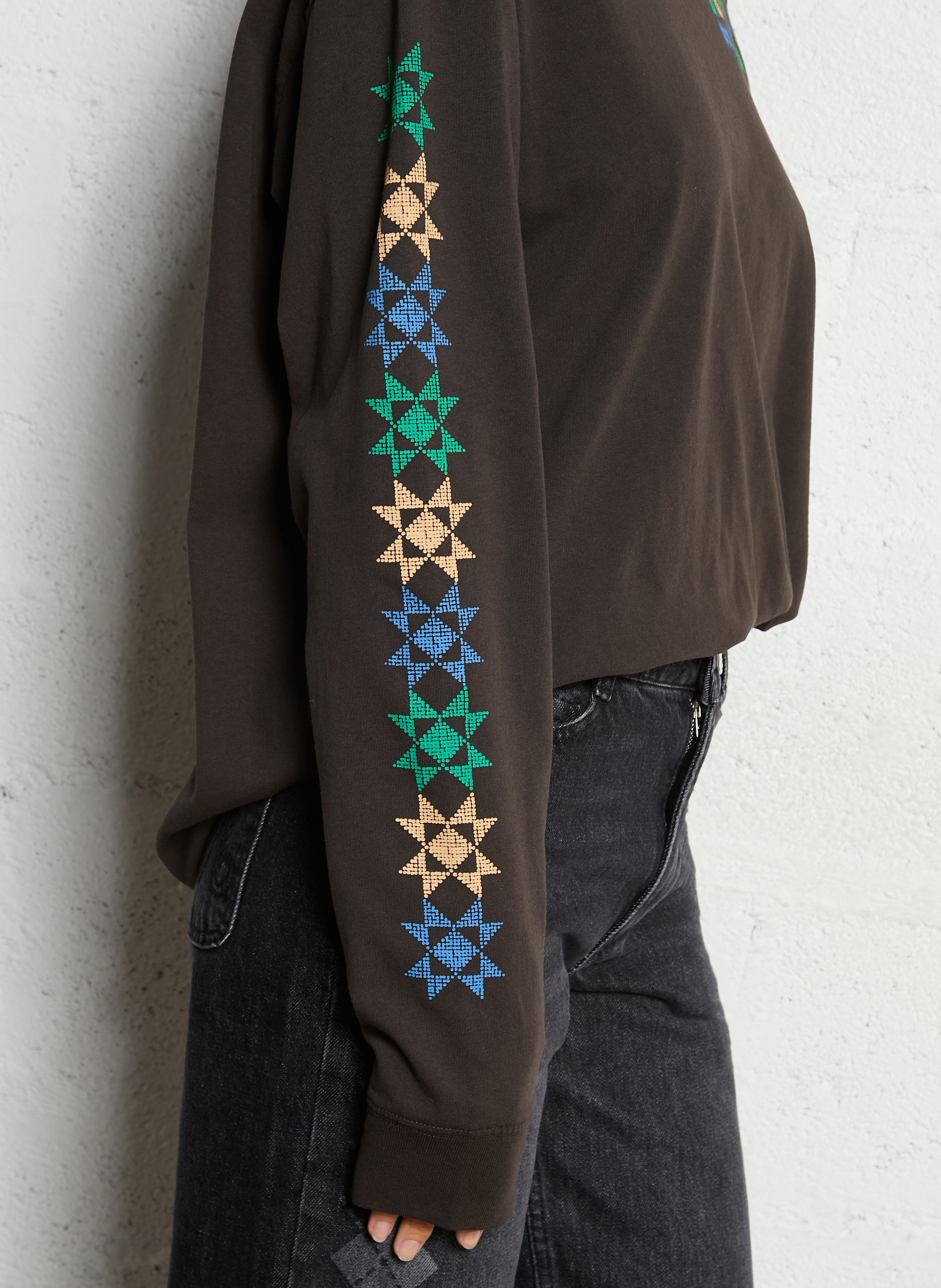 Straight round neck t-shirt with printed back DAMSON MADDER Brown