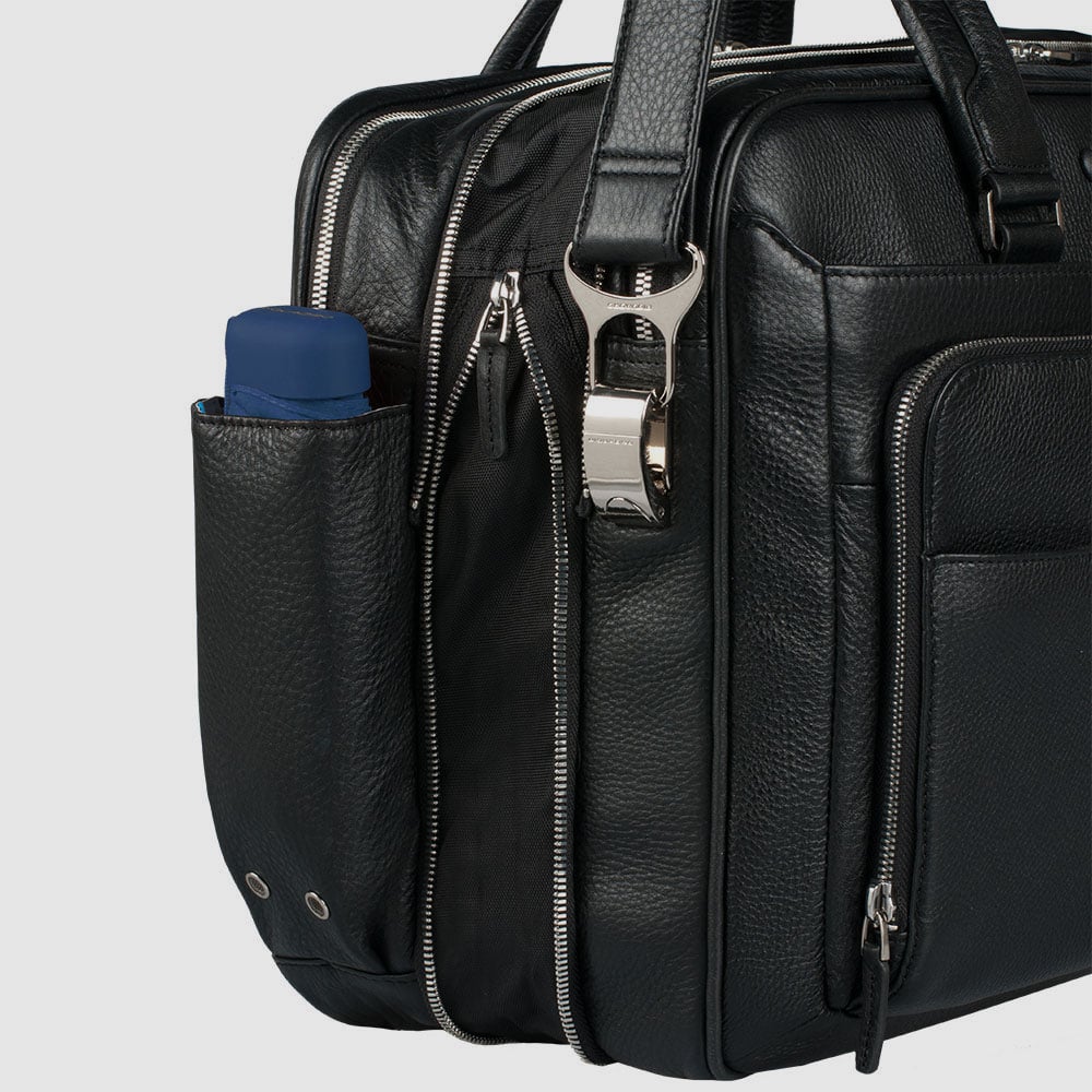 Expandable laptop and iPad® bag with shockproof protection PIQUADRO Black