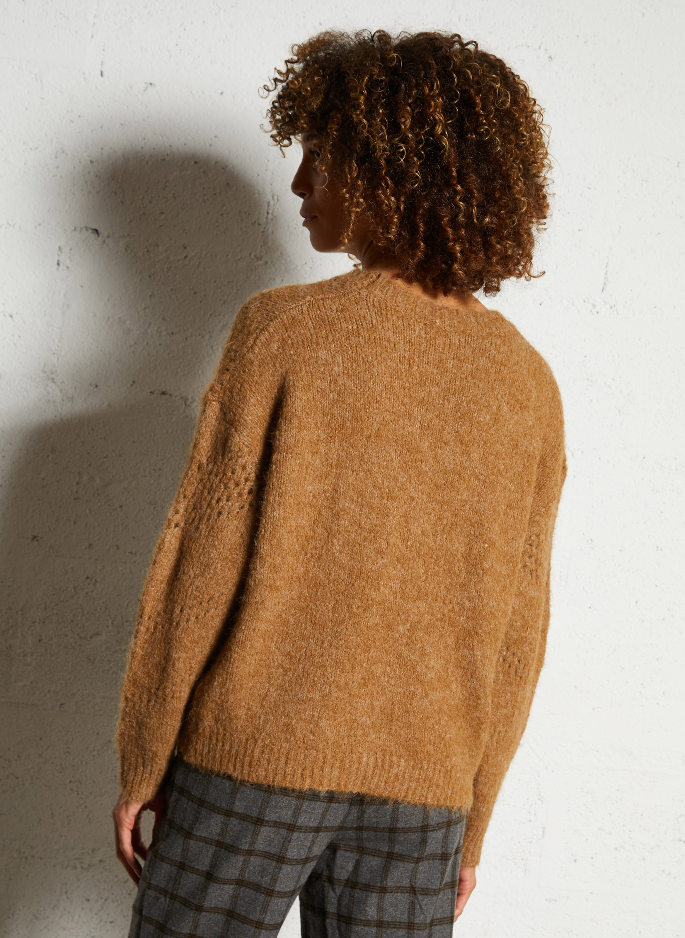 Pull col rond  SEE U SOON Marron