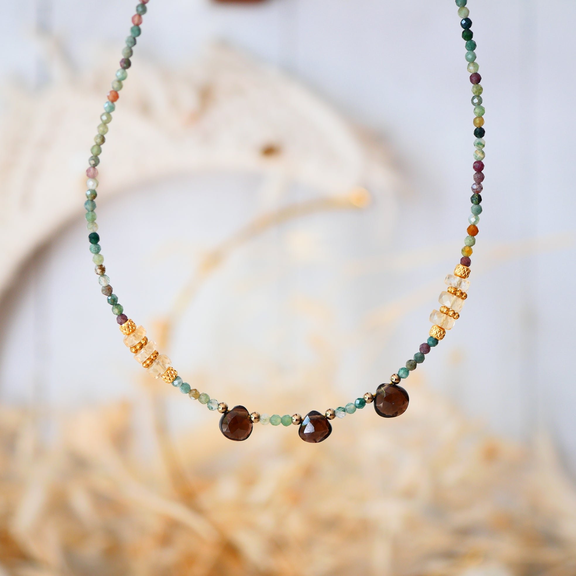 Indian agate necklace GINANDGER Green