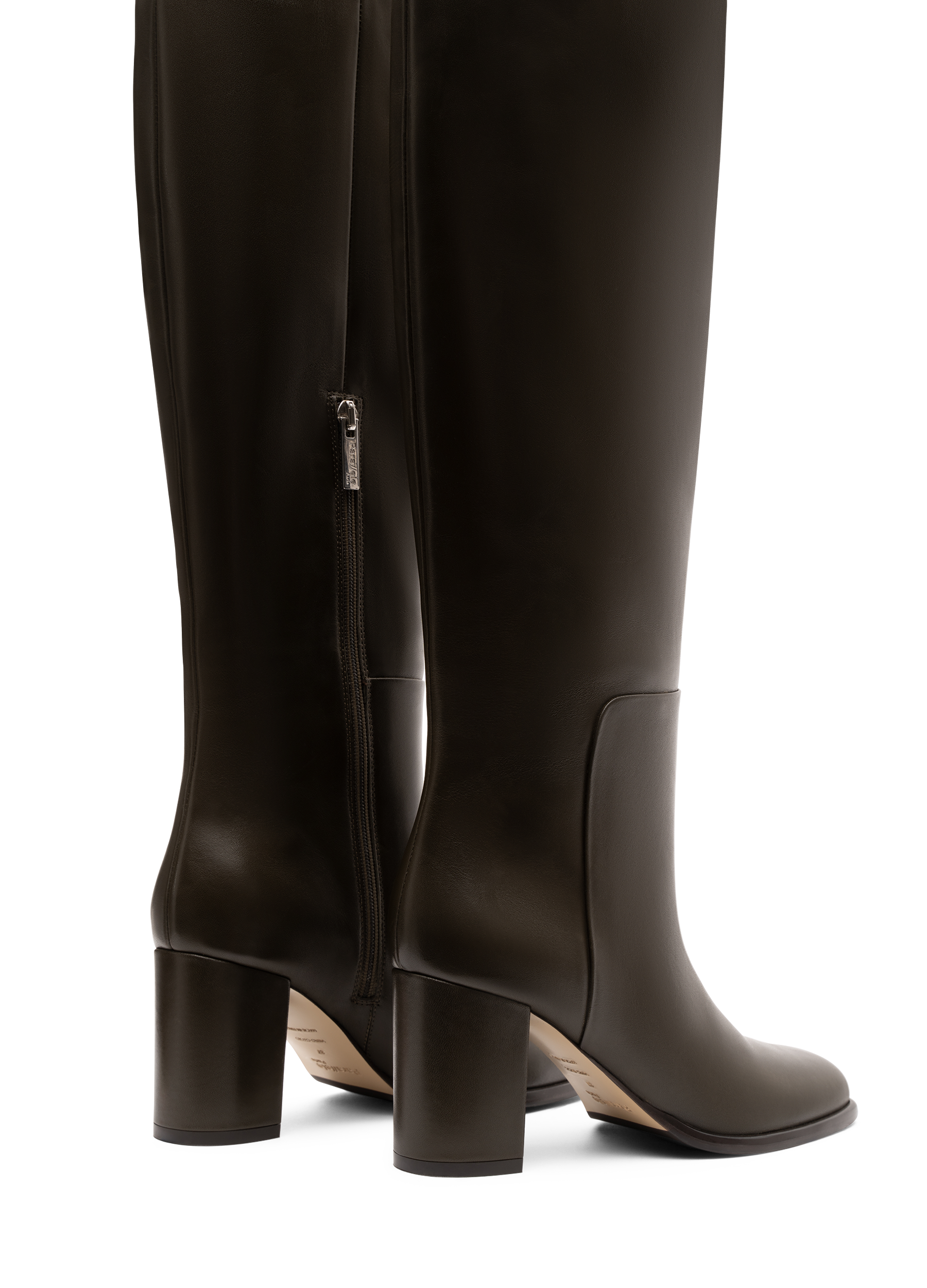 Smooth calf leather khaki boots PARALLELE PARIS Khaki