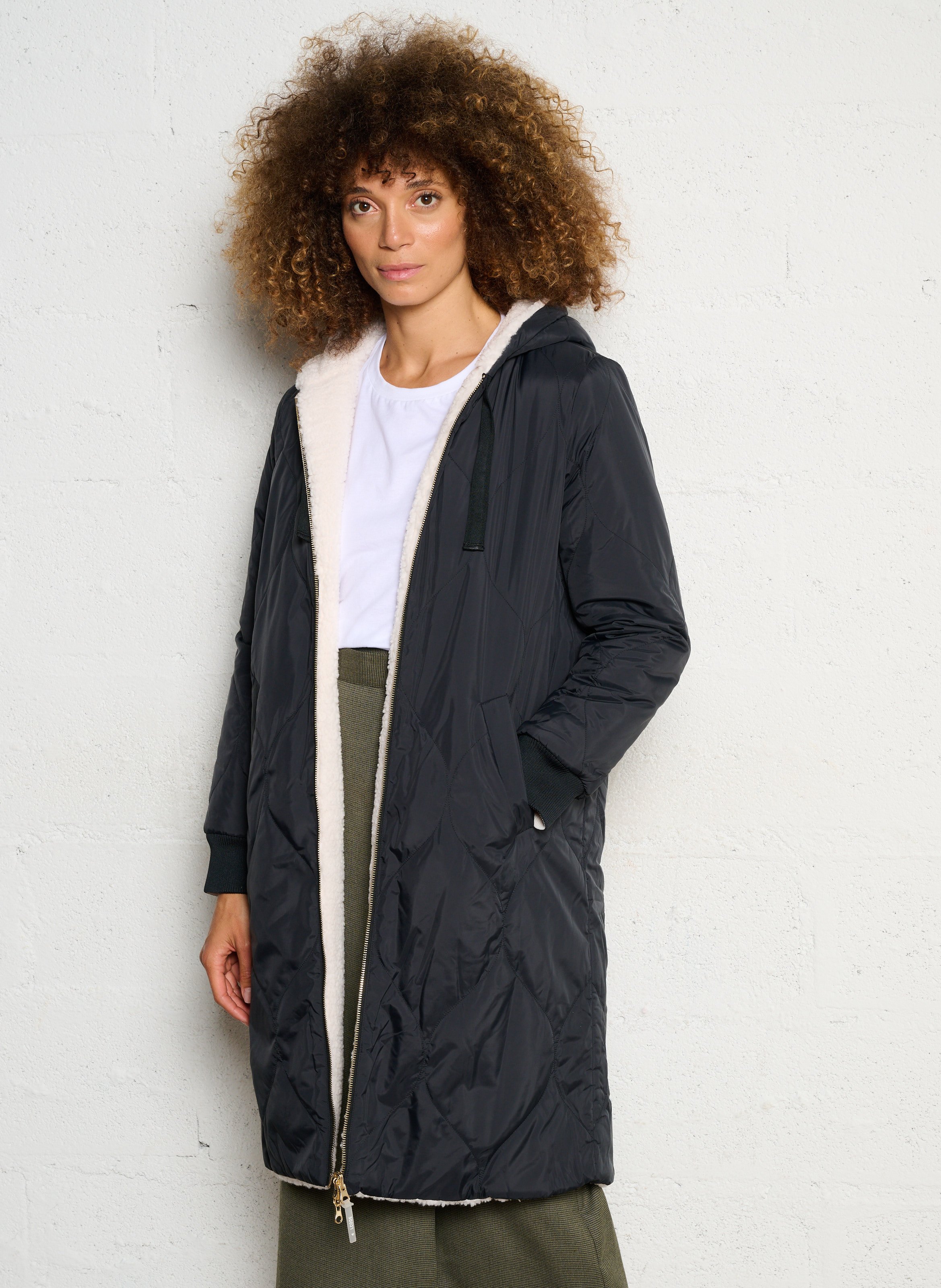 Reversible parka with hood I CODE Black