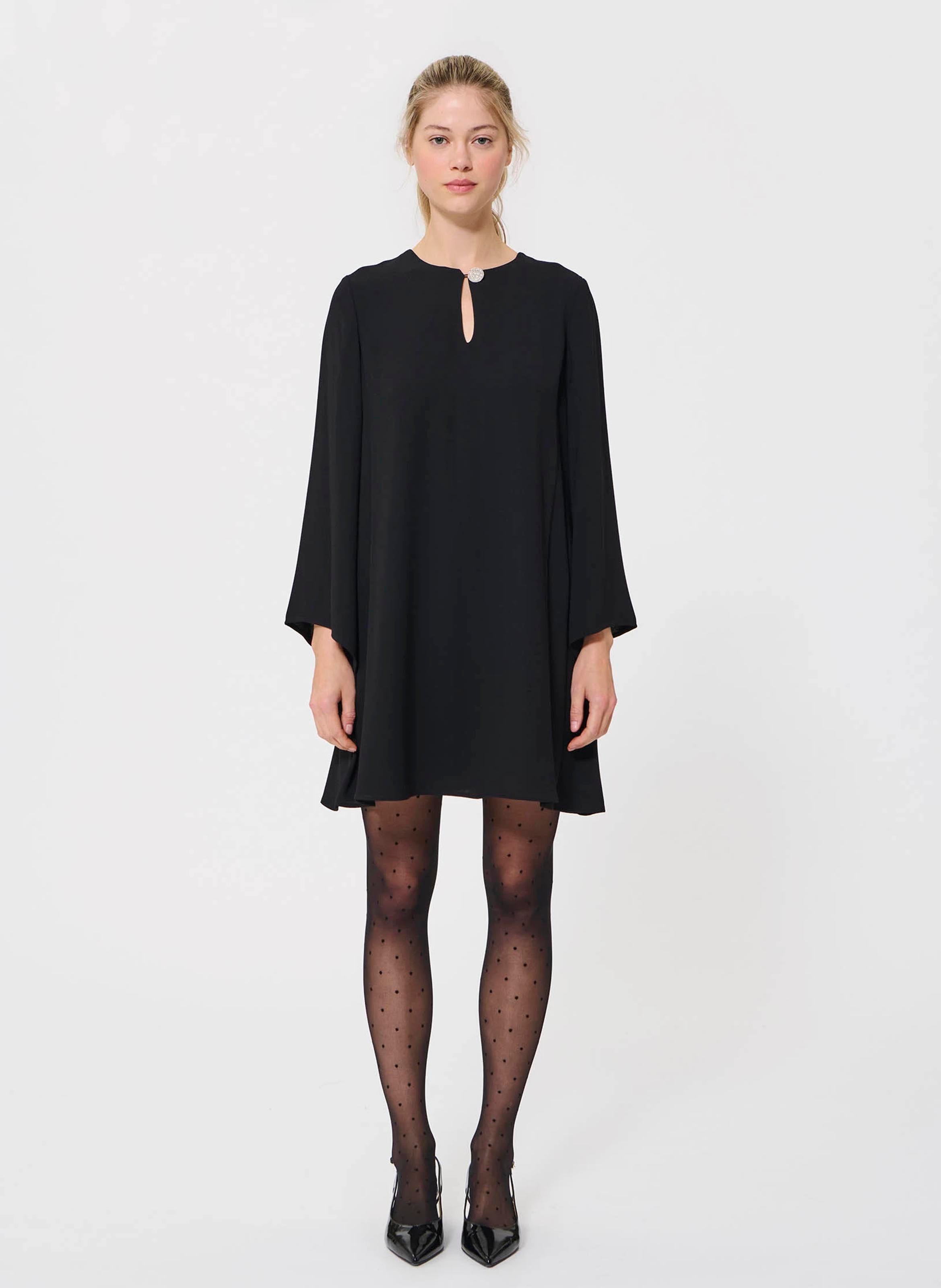 Abito corto scollo tondo TARA JARMON Nero
