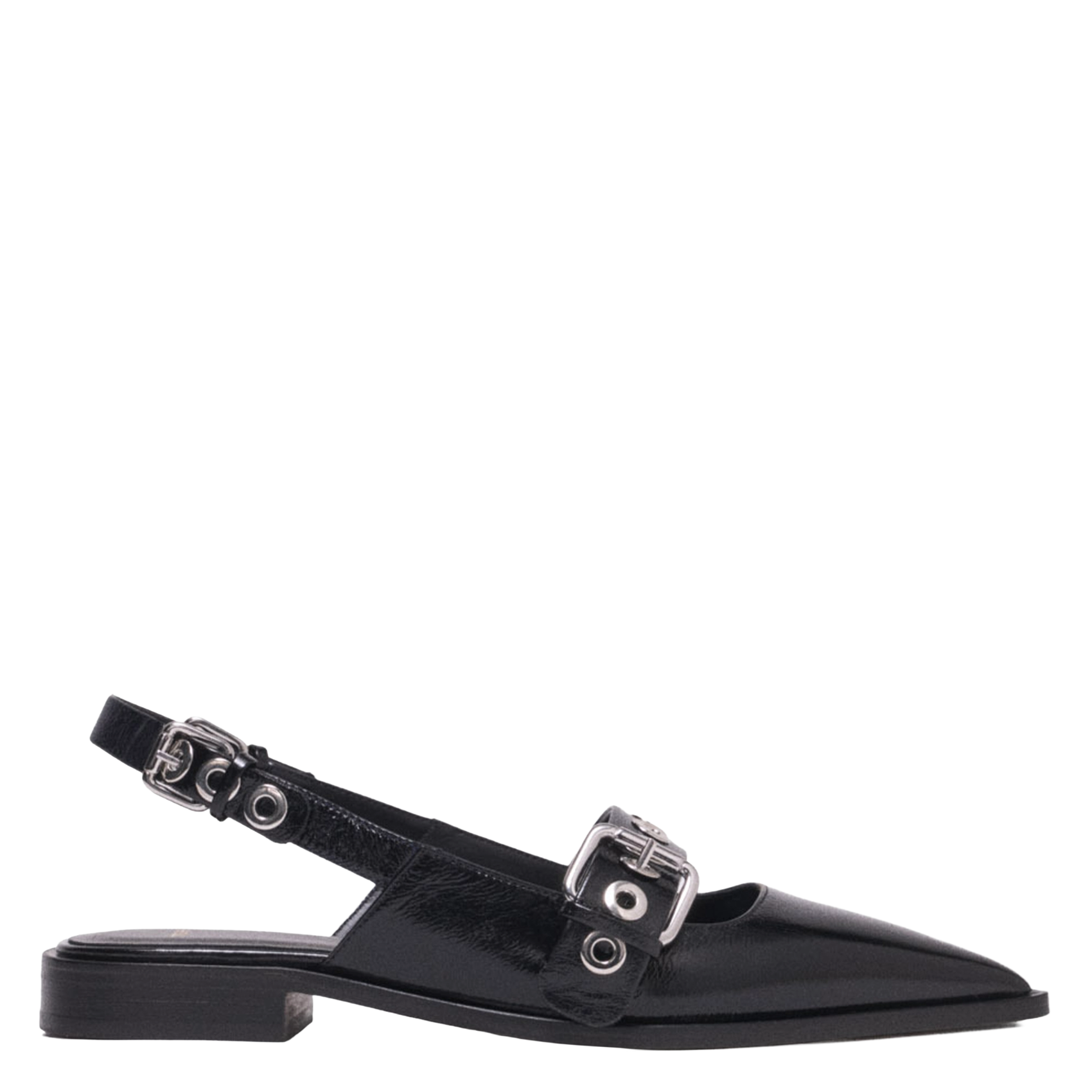 Slingback plate en cuir MAJE Noir