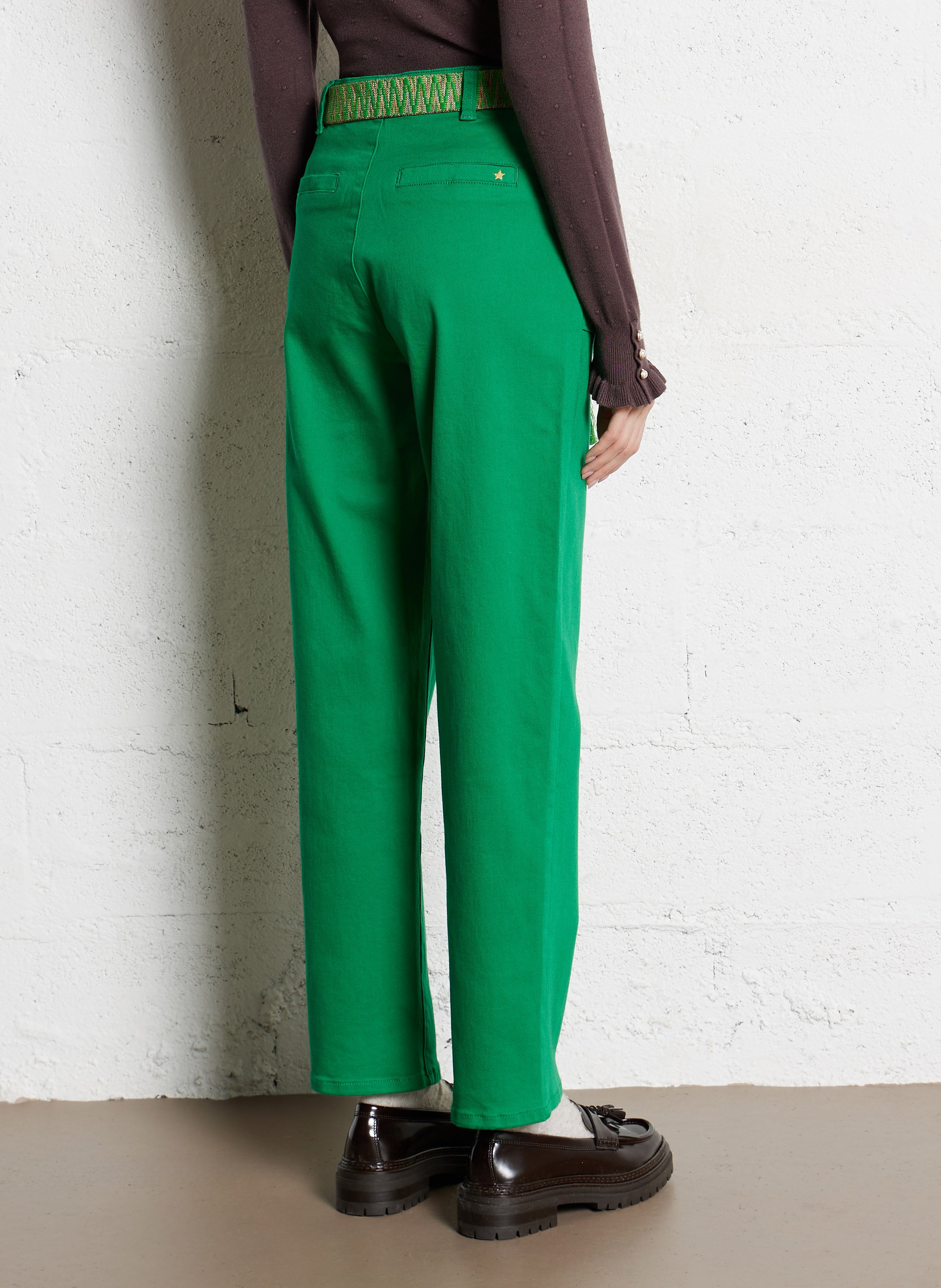 Straight-leg cotton velvet pants LA PETITE ETOILE Green