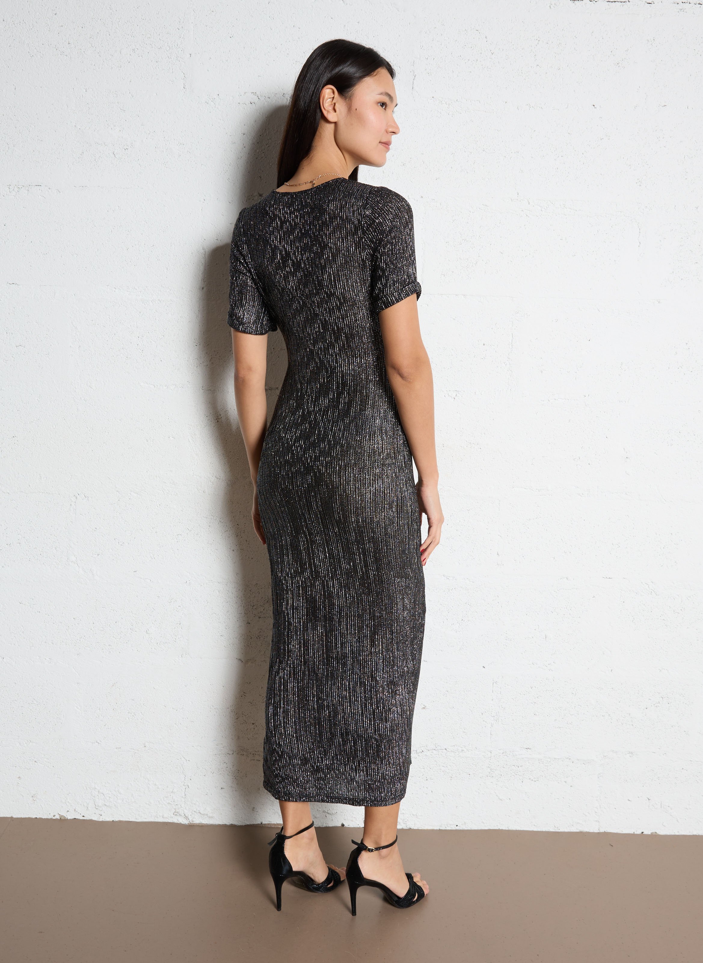 Halflange, straight-fit jurk met ronde hals en print LA PETITE ETOILE Zilver