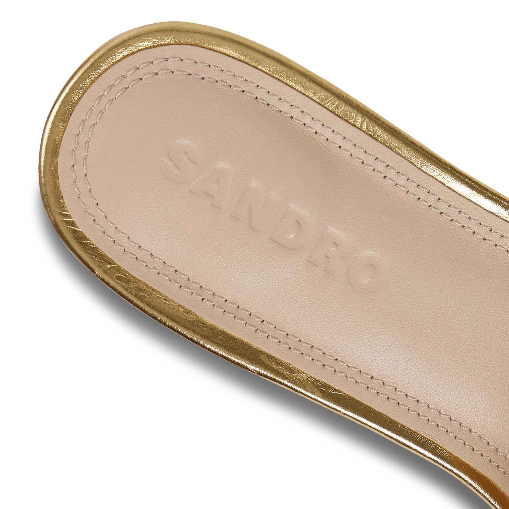 Vierkante leren glanzende muiltjes SANDRO Goudkleurig