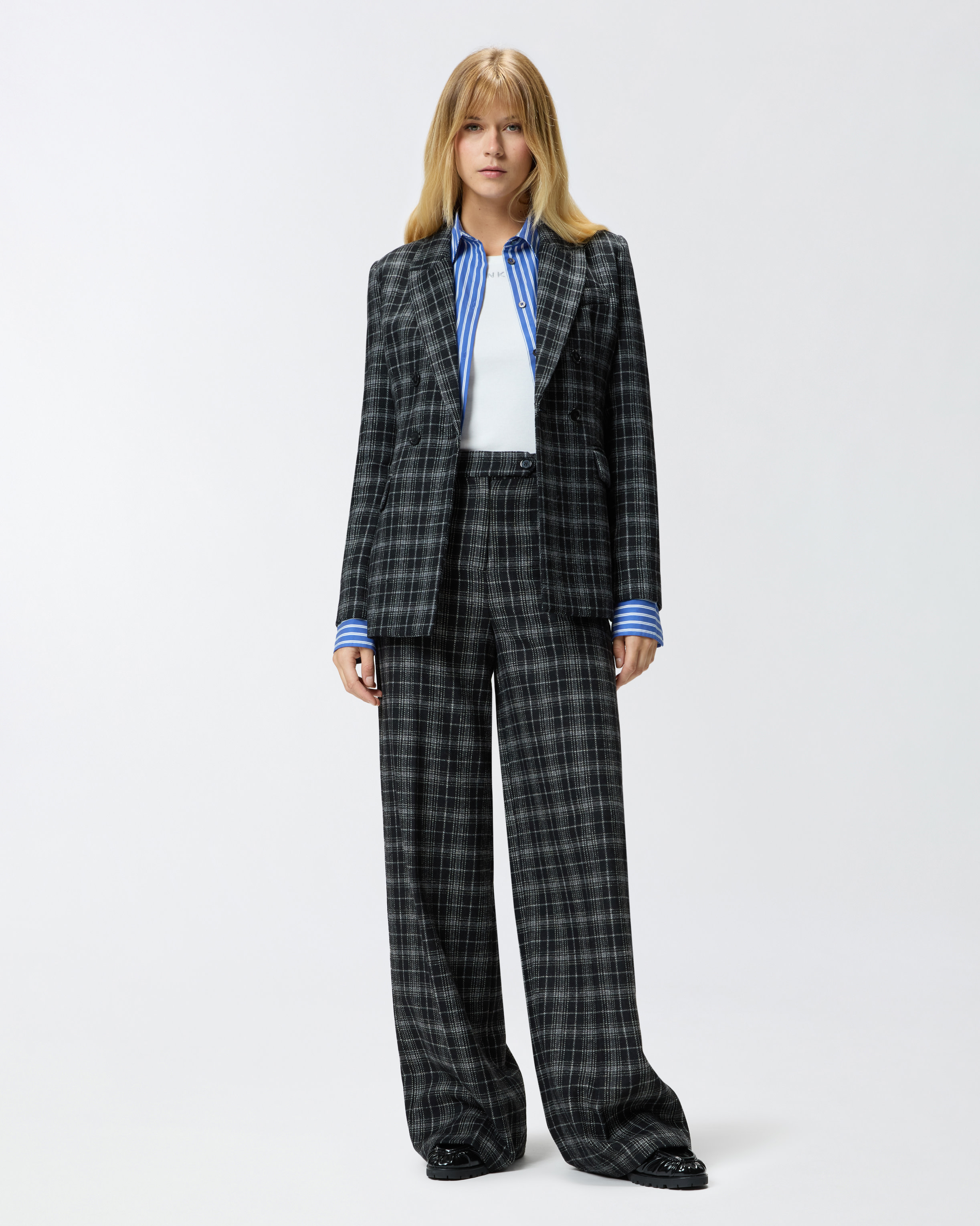 Checked double-breasted blazer PINKO Multicolored