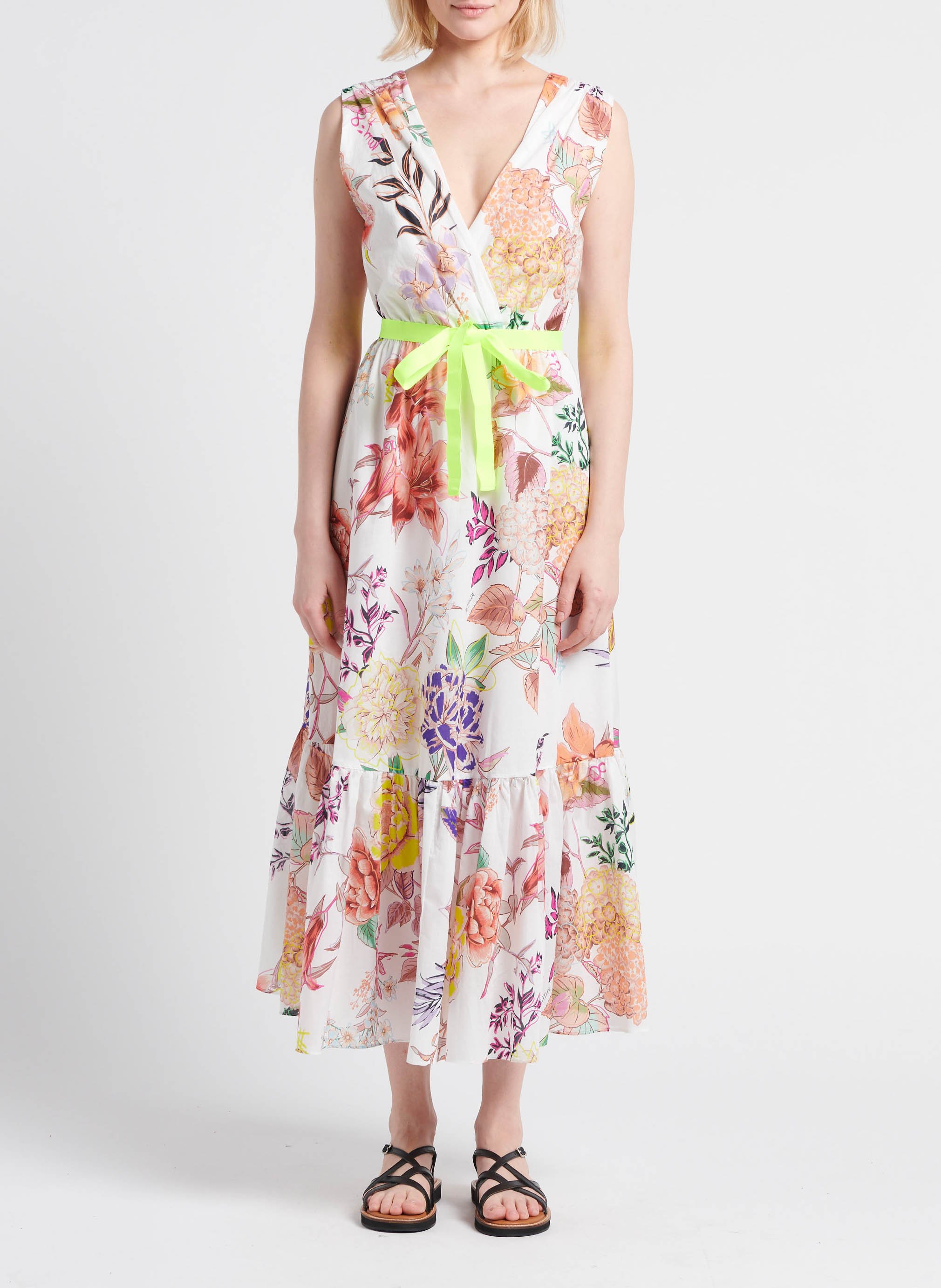 Robe longue évasé en coton imprimé TWINSET Multicolore